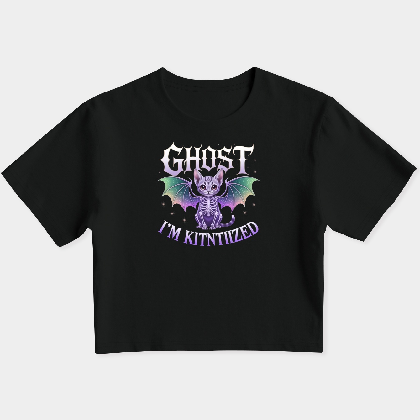 Ghost Kittenized Skeleta Women's Slim Fit Baby Tee