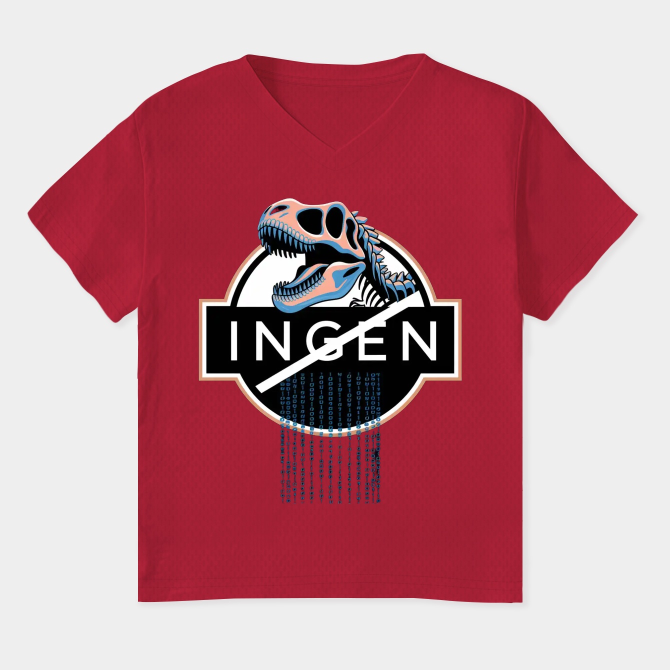 InGen DNA Code Skeleton T-Rex Women's Plus Size V-Neck T-Shirt