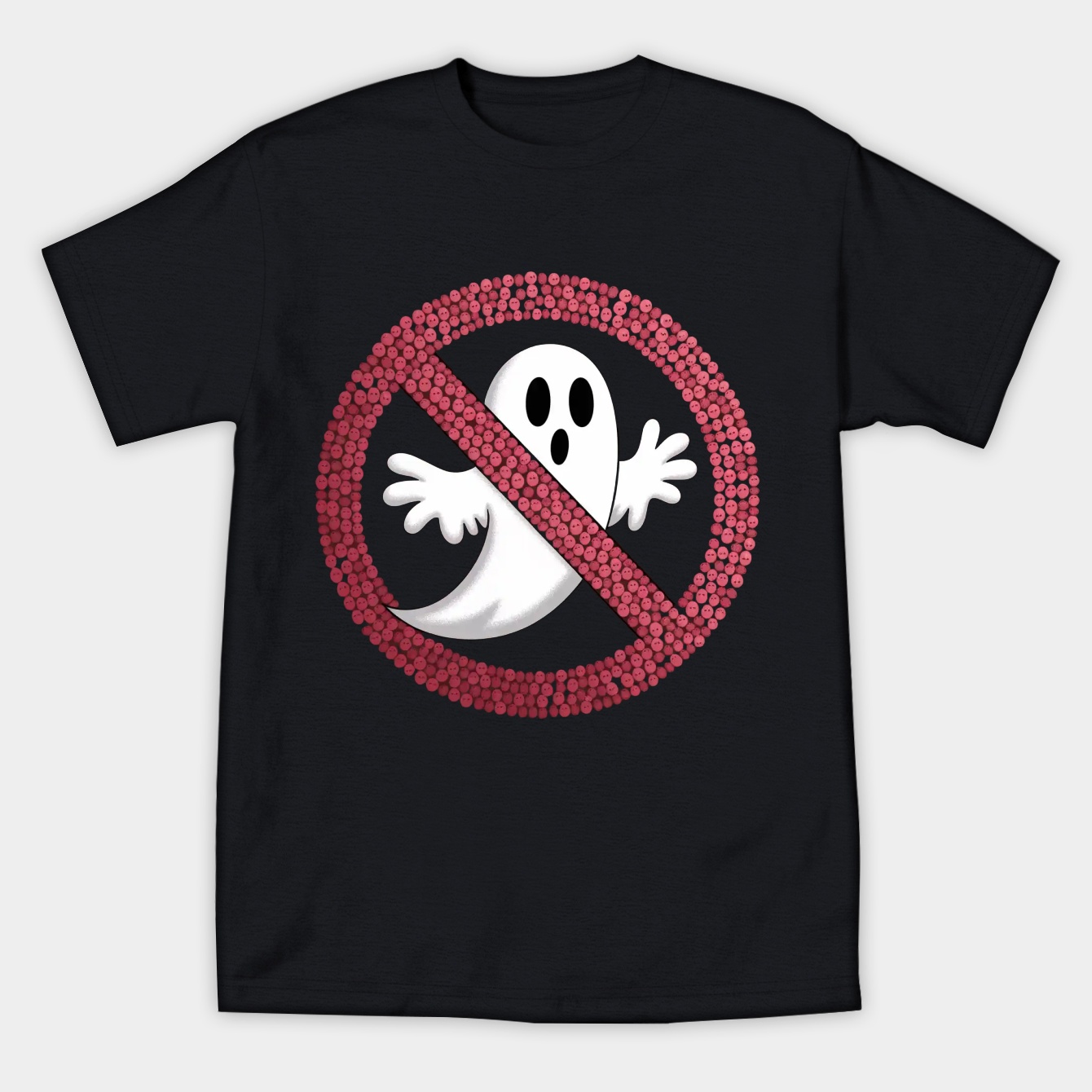 ghost pattern in red and white Women's Athletic Performance T-Shirt