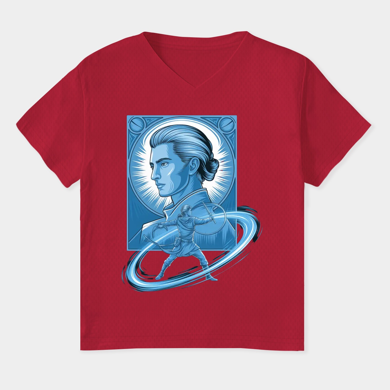 Magic Blue Aura Warrior Women's Plus Size V-Neck T-Shirt