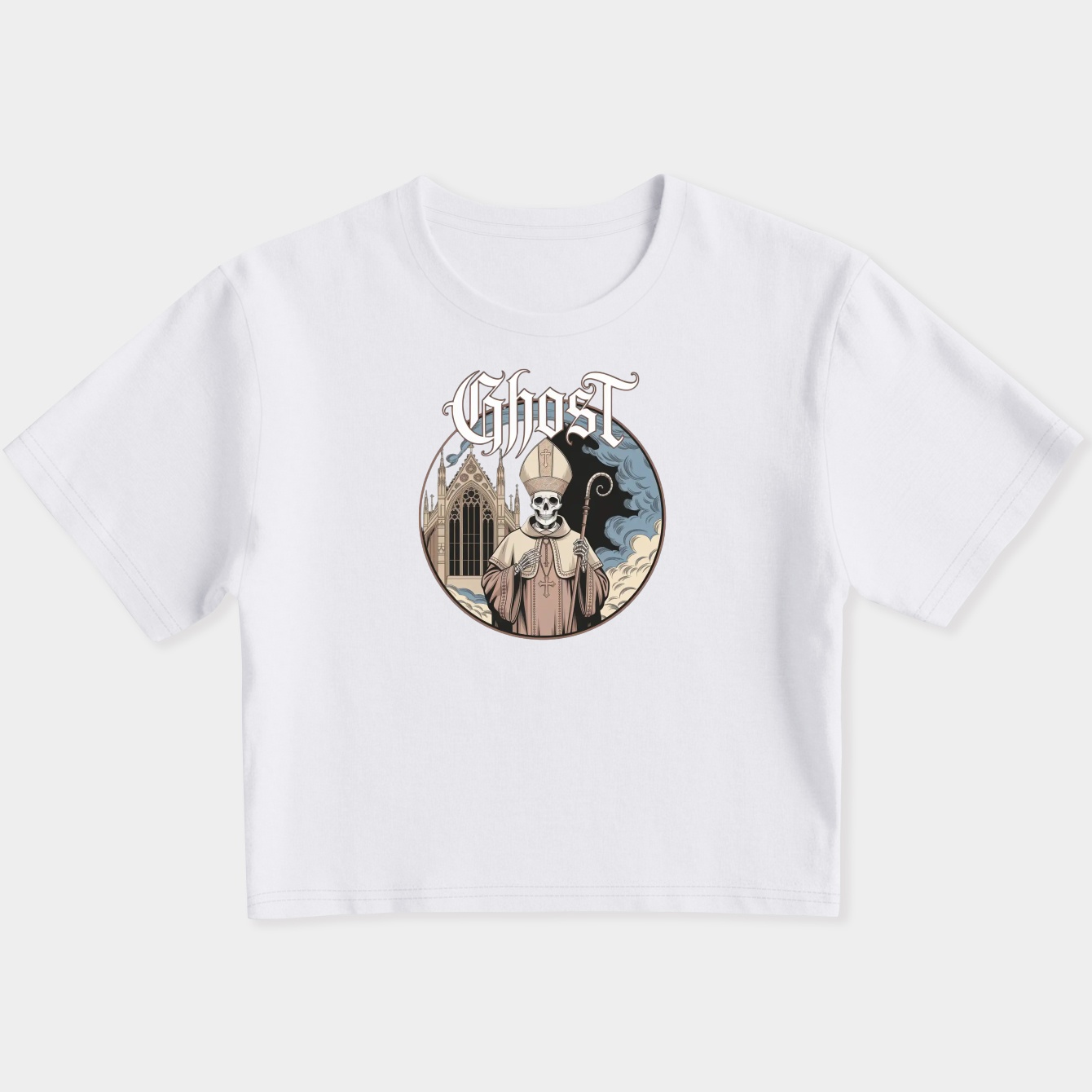 Ghost Dark Gothic Circle Women's Slim Fit Baby Tee