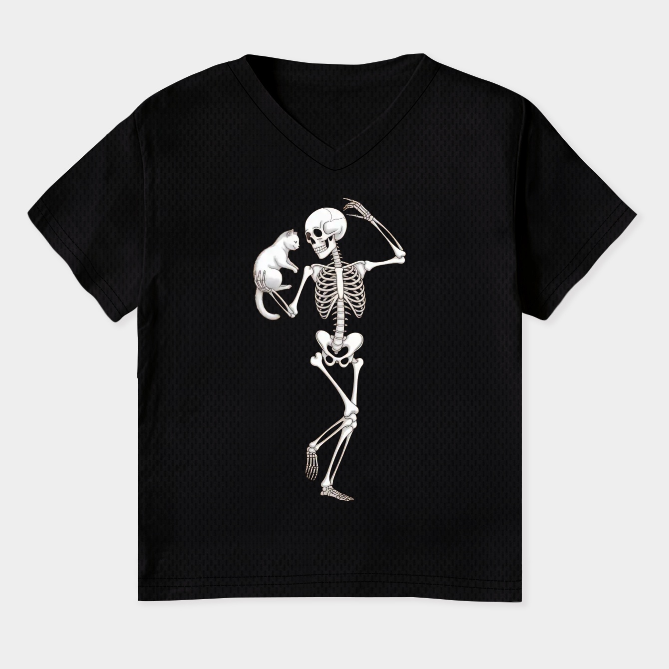Dancing Skeleton With a Cat Women's Plus Size V-Neck T-Shirt