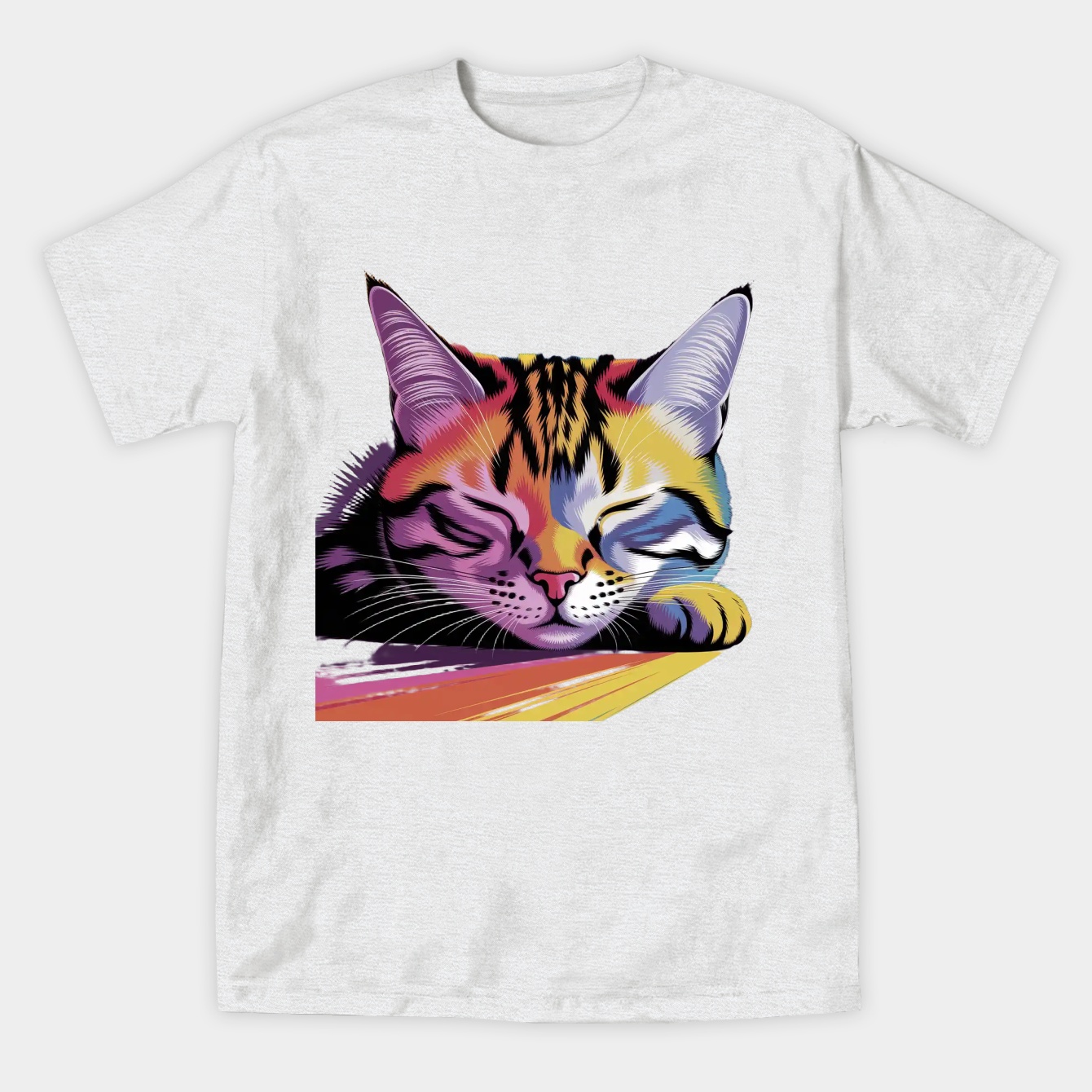 Rainbow Cat Napping Women's Athletic Performance T-Shirt