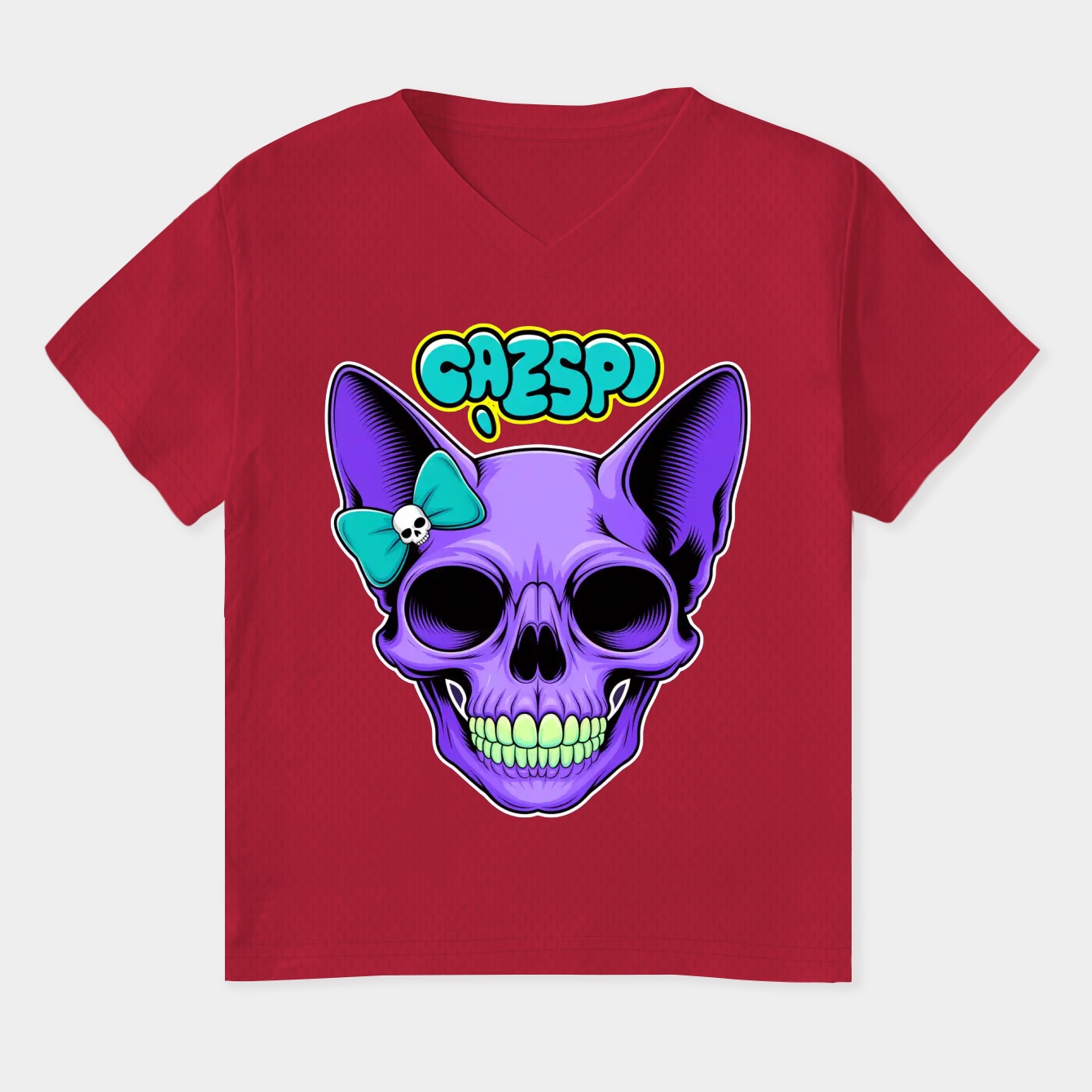 Skull Kitty! Hello undead! Women's Plus Size V-Neck T-Shirt