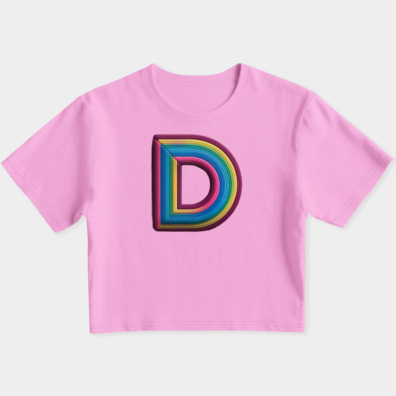 Colorful Layered D Monogram Women's Slim Fit Baby Tee