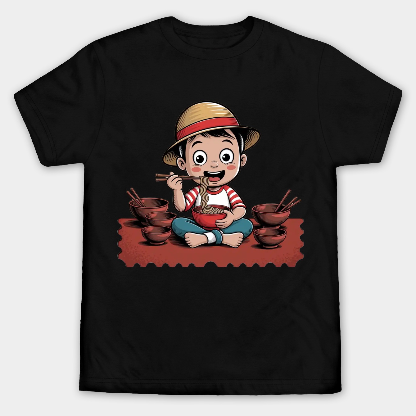 luffy eating noodles scene Men's Big & Tall T-shirt