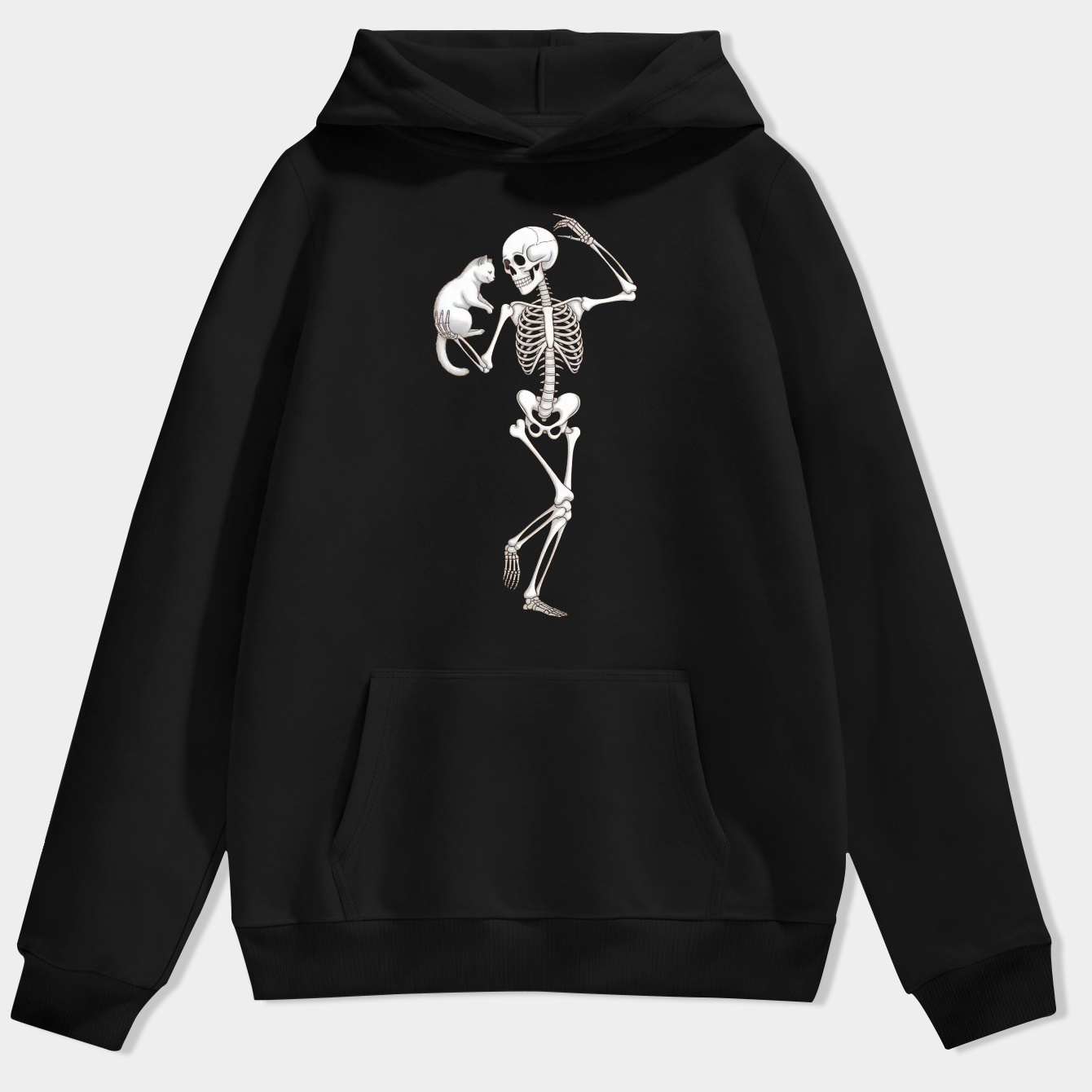 Dancing Skeleton With a Cat Men's Hoodie