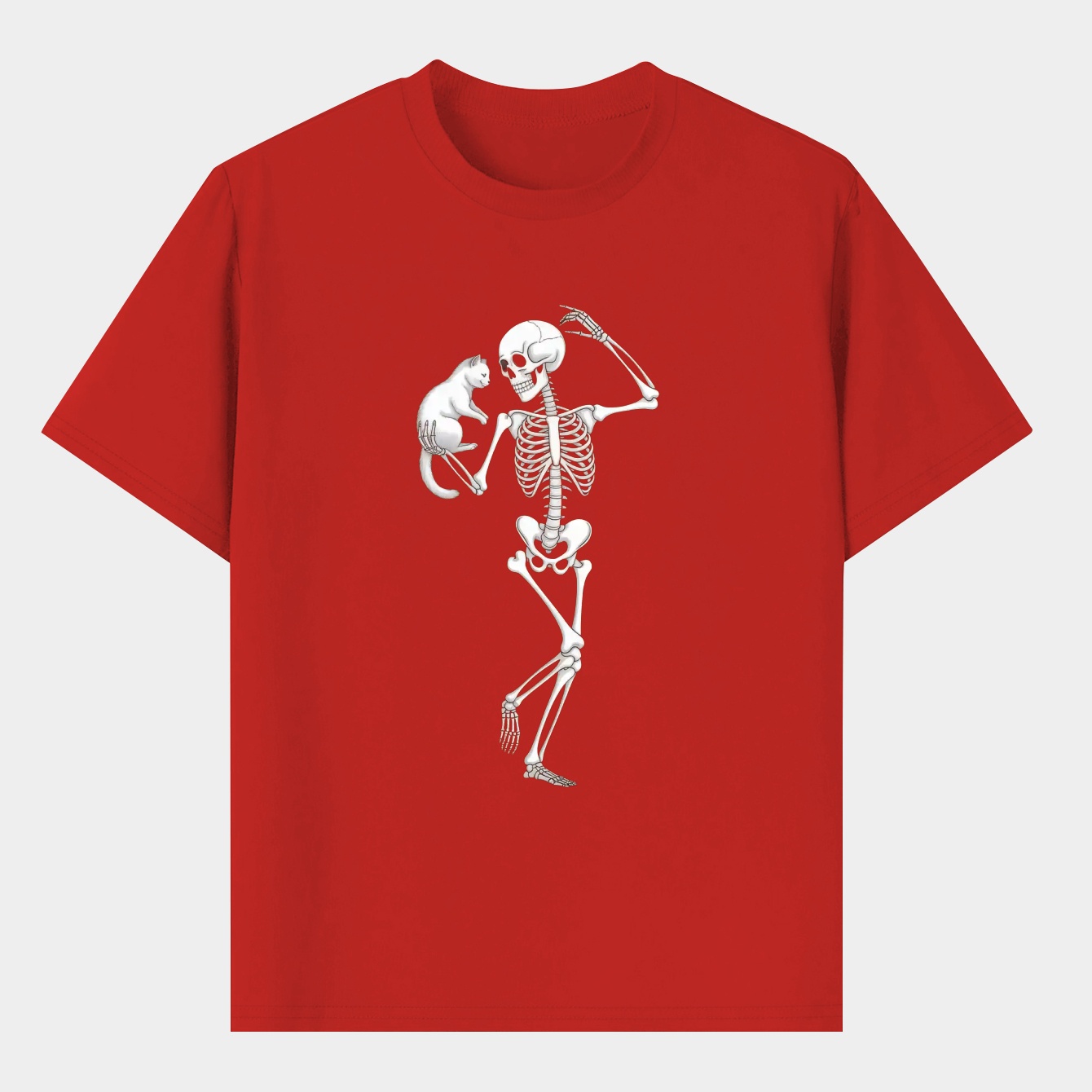 Dancing Skeleton With a Cat Men's T-Shirt
