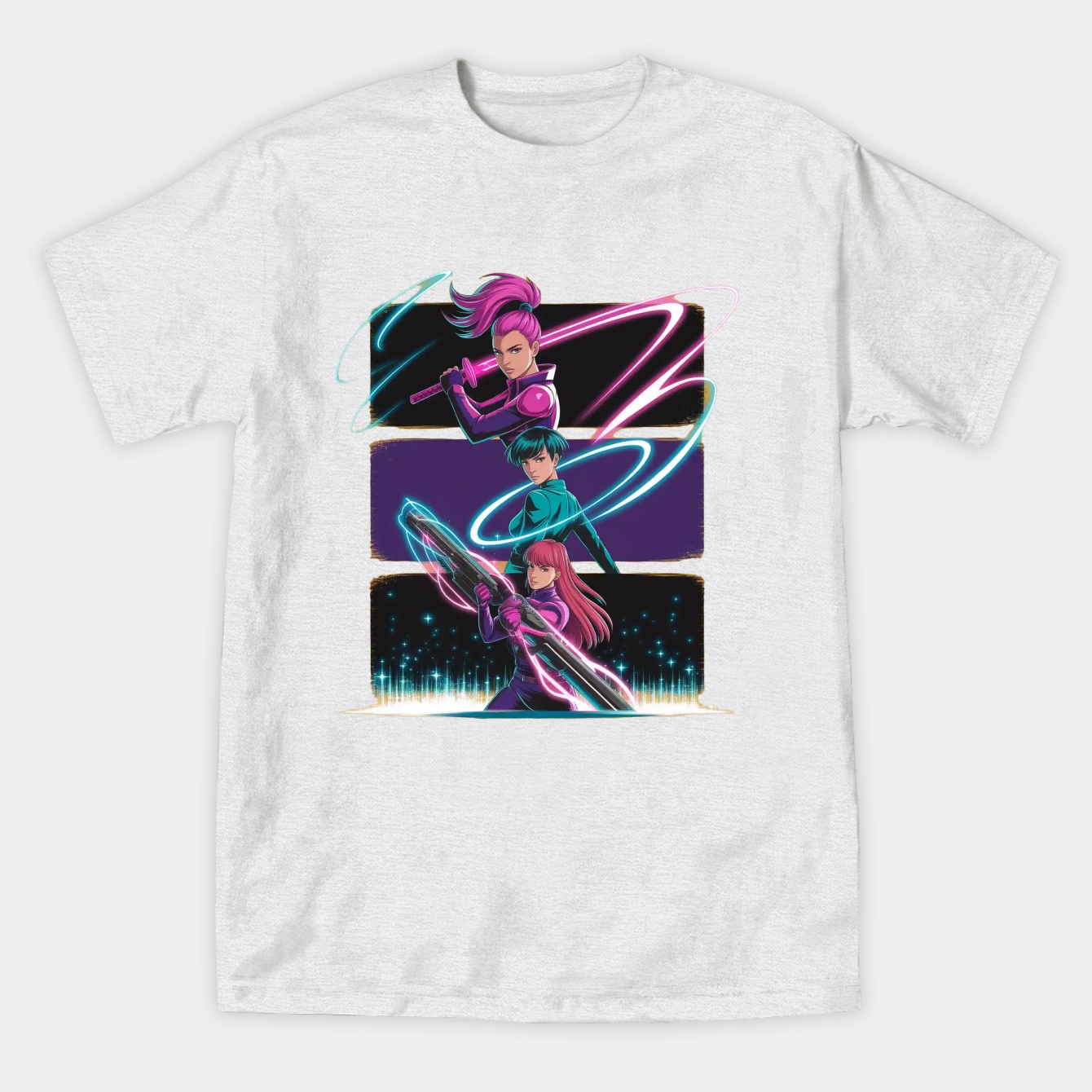 KPop Demon Hunters Huntrix Crew Panels Women's Athletic Performance T-Shirt