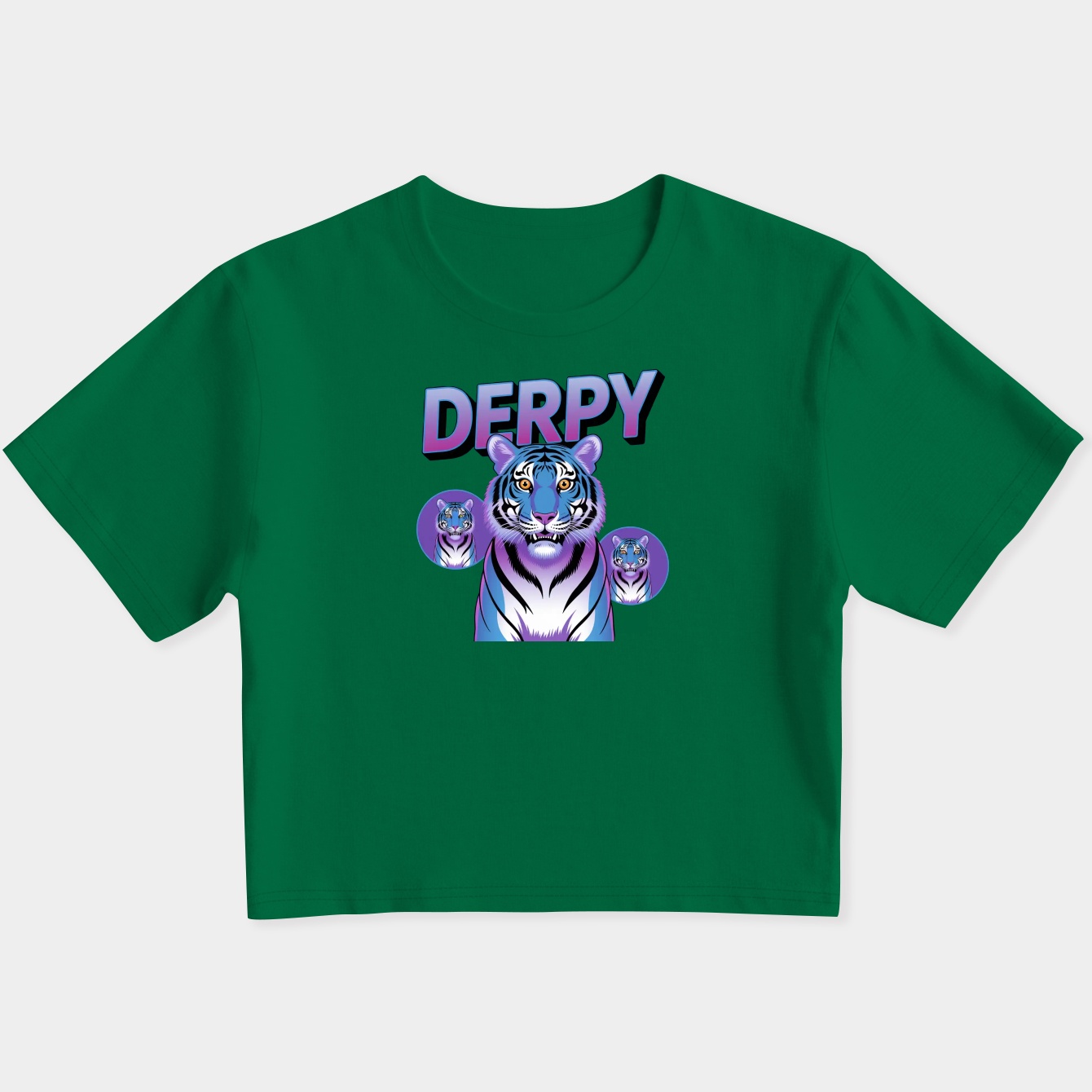 KPop Demon Hunters Derpy Tiger Collage Women's Slim Fit Baby Tee