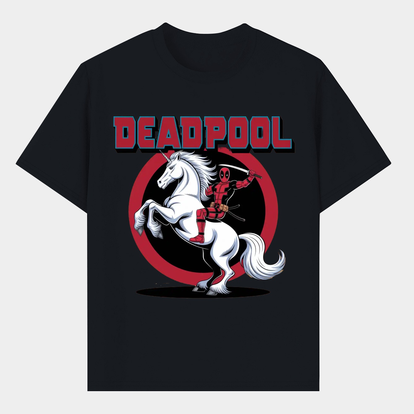 Deadpool On Unicorn Men's T-Shirt