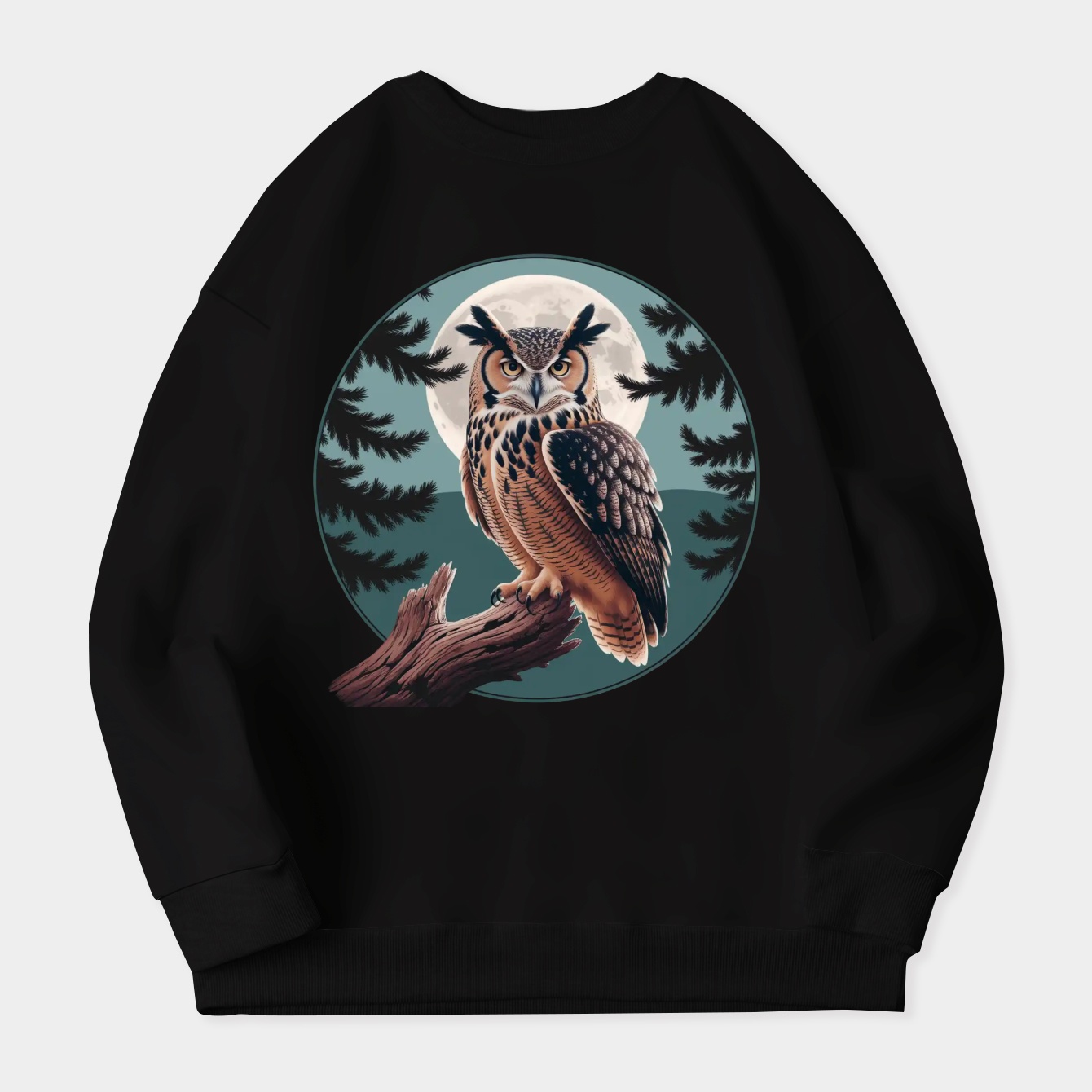 Great Horned Owl with Twilight Pines