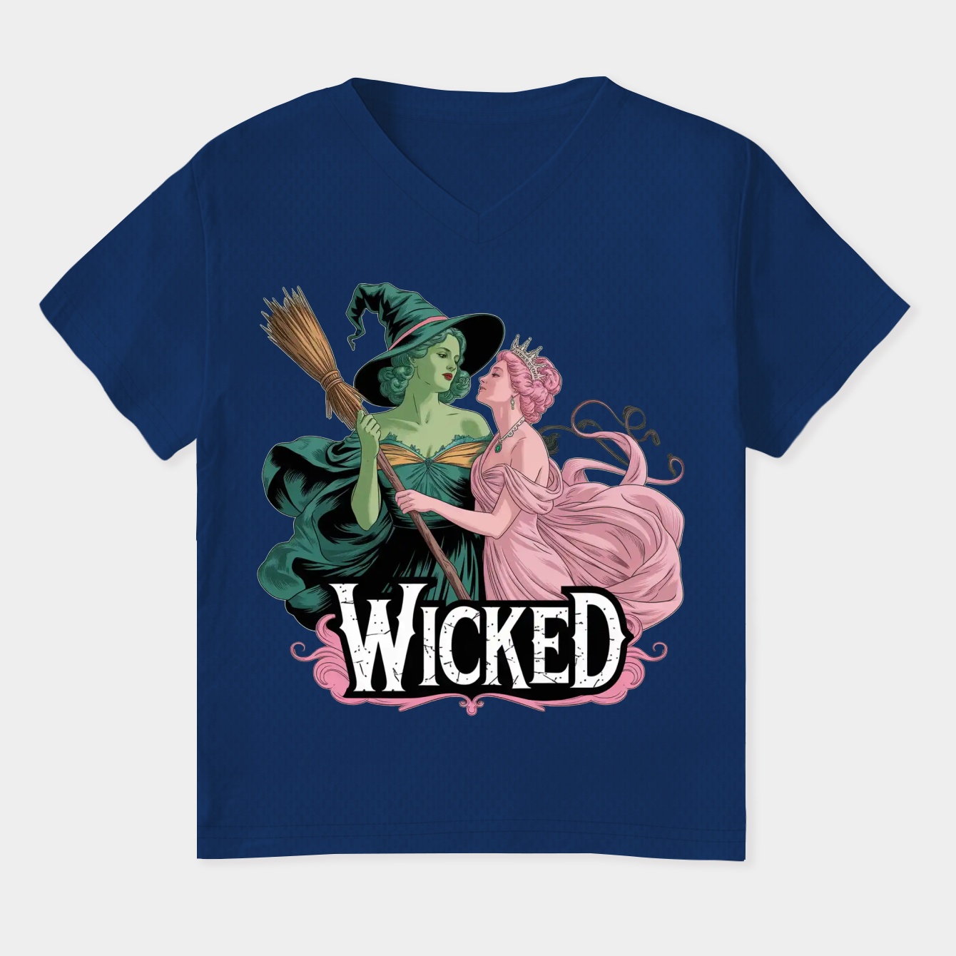 Wicked Elphaba Glinda Split Women's Plus Size V-Neck T-Shirt
