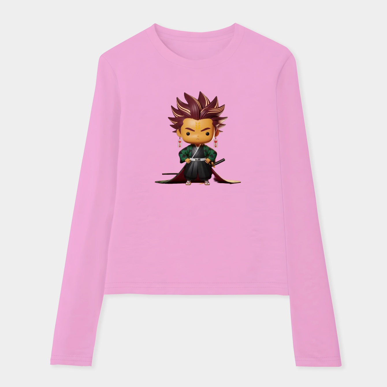 Chibi Anime Emo Demon Slayer Women's Soft Long Sleeve T-Shirt