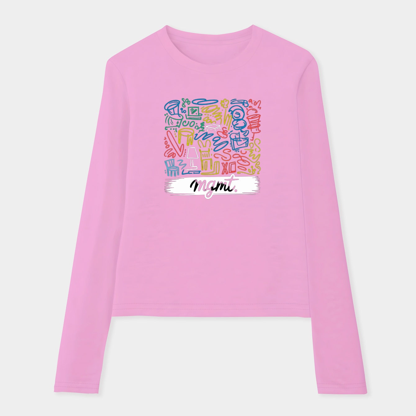 MGMT Colorful Doodle Pattern Women's Soft Long Sleeve T-Shirt