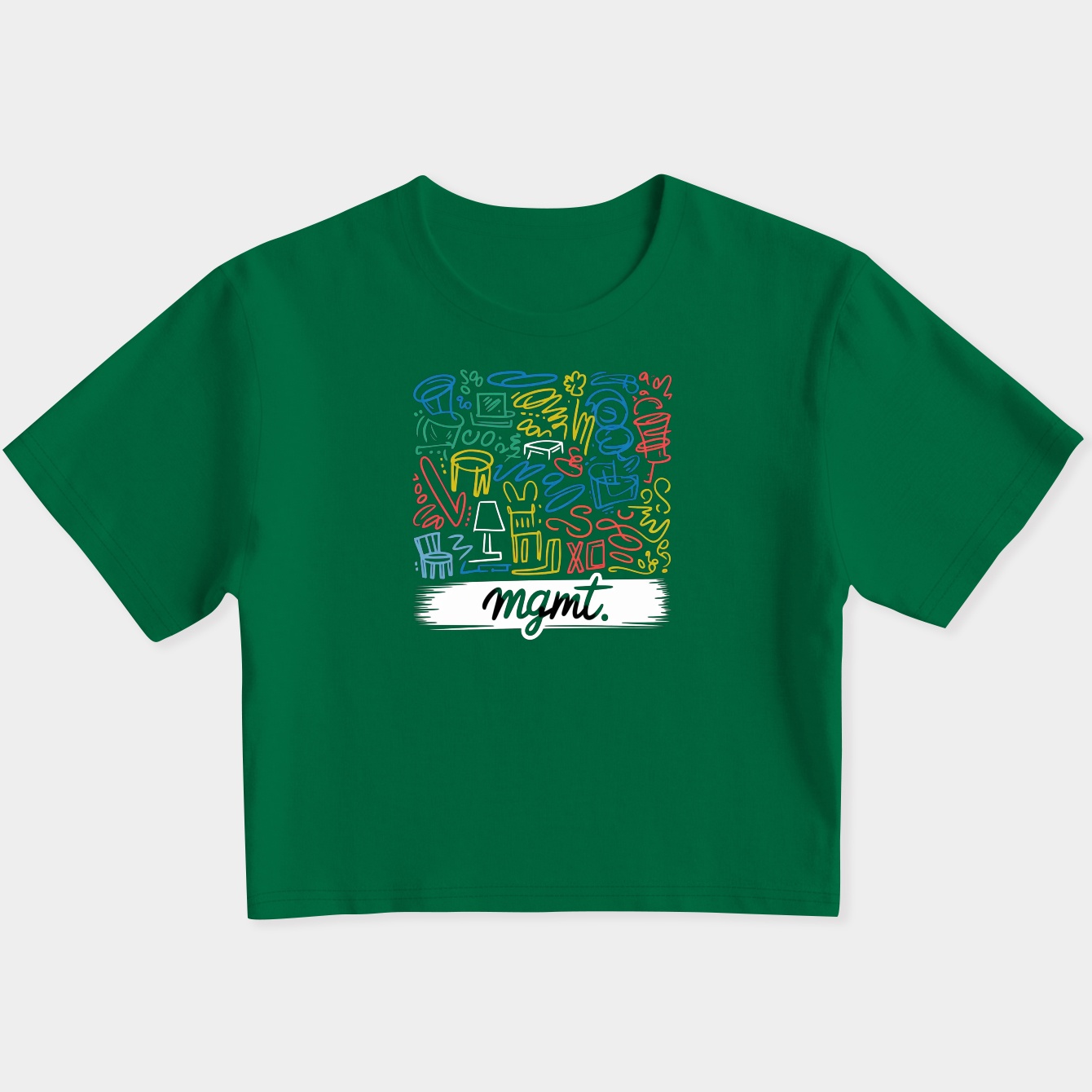 MGMT Colorful Doodle Pattern Women's Slim Fit Baby Tee