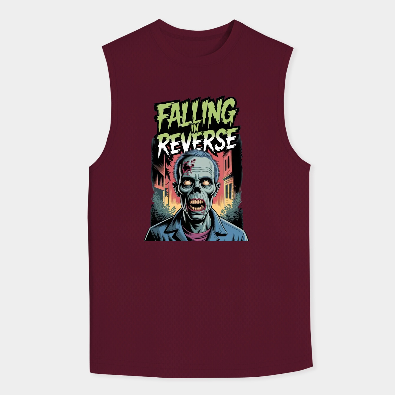 Retro Falling In Reverse Zombie Head Men's Big & Tall Tank Top