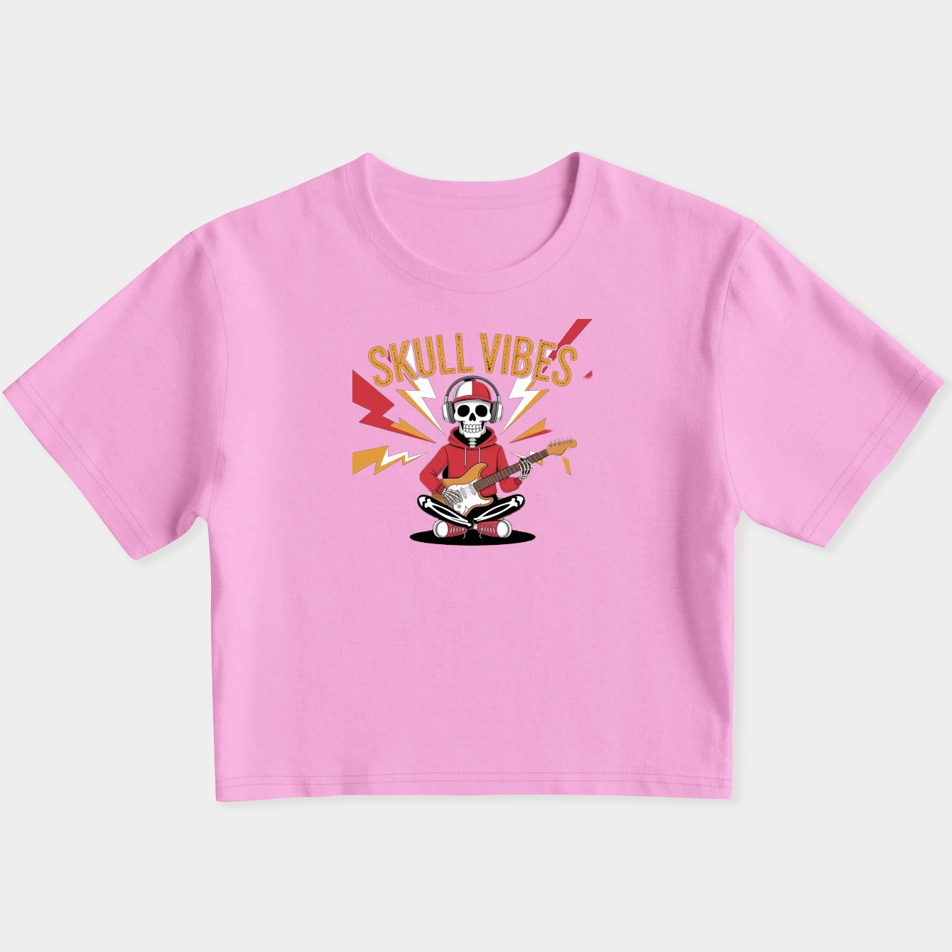 Skull Music Vibes Guitar Skeleton Neon Rock Electric Lightning Wicked