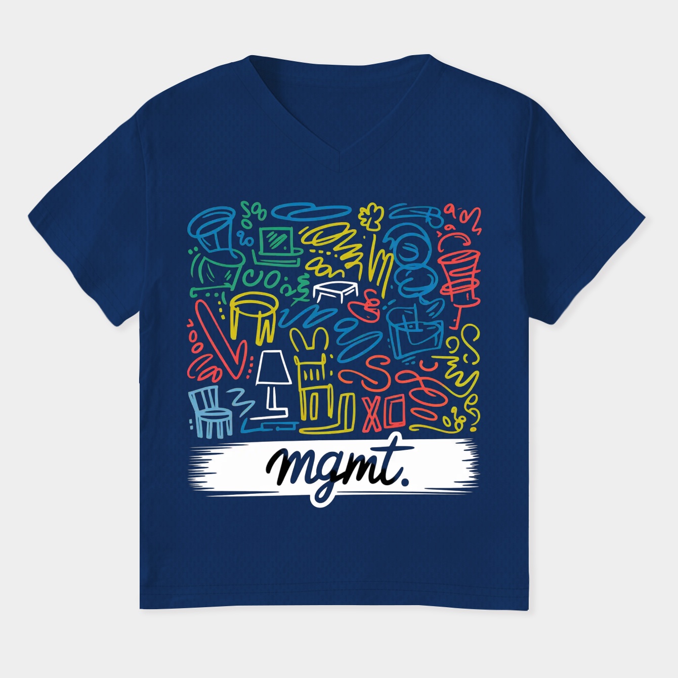 MGMT Colorful Doodle Pattern Women's Plus Size V-Neck T-Shirt