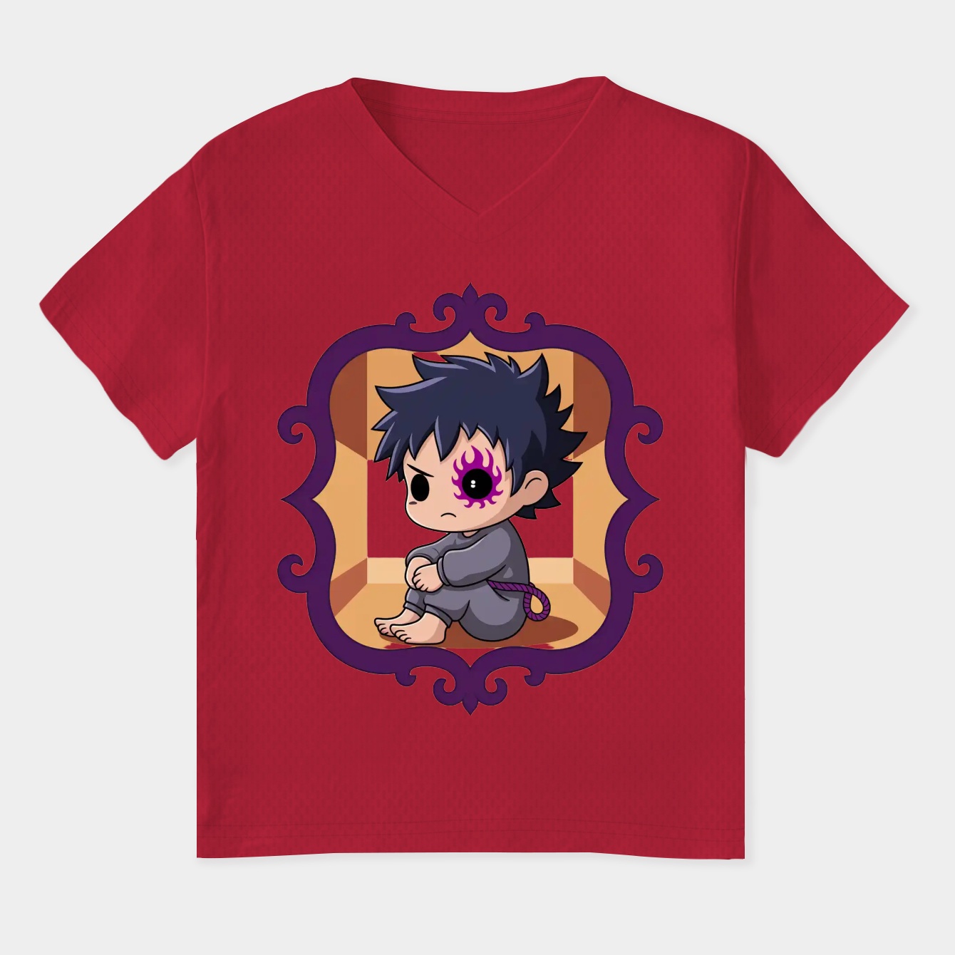 Sasuke with a chibi style Women's Plus Size V-Neck T-Shirt