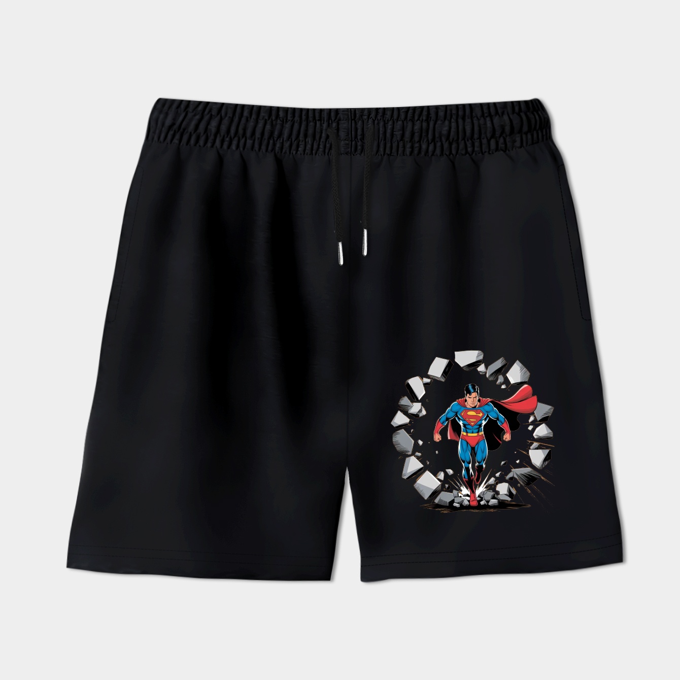 superman breaking through wall Women's Shorts