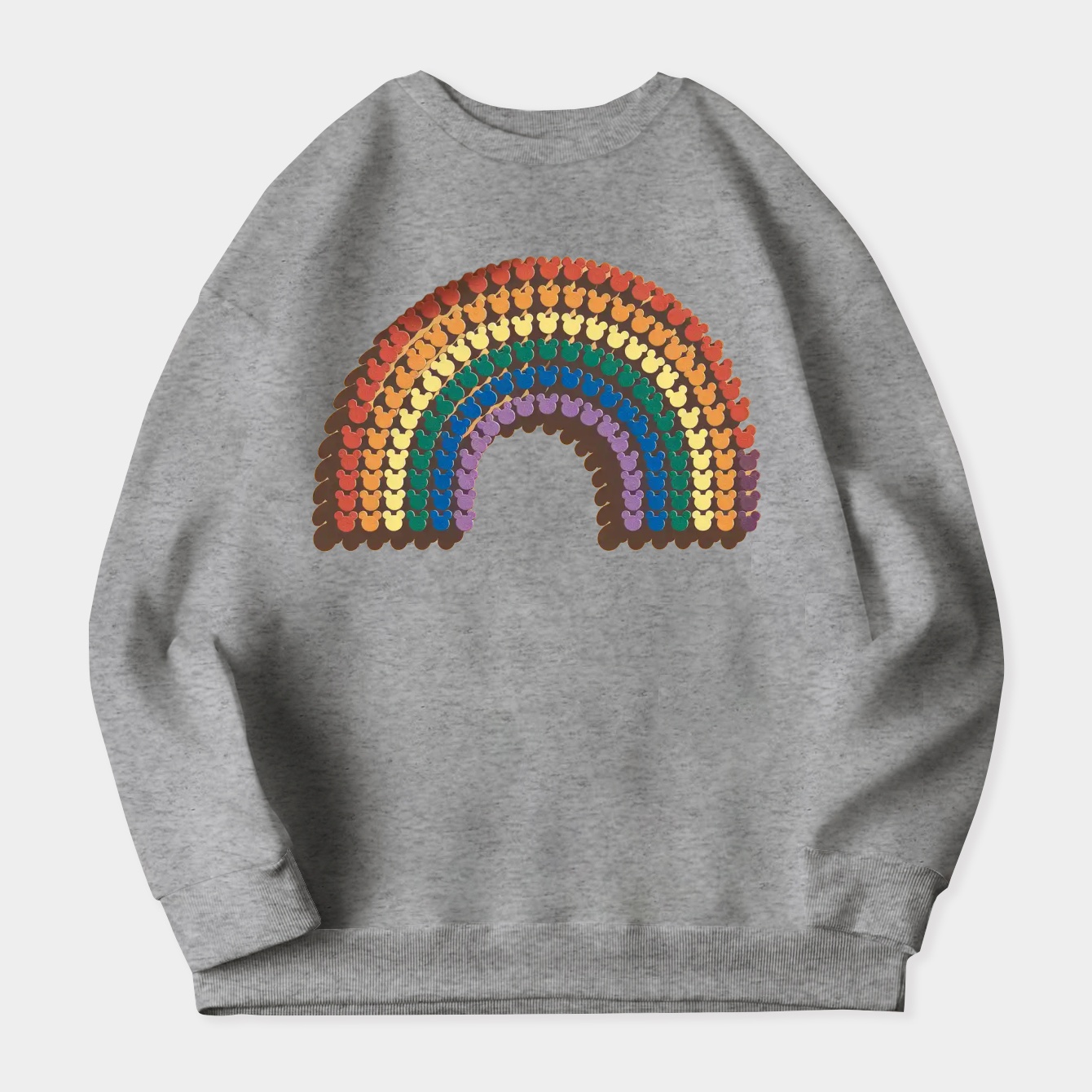 Mickey Mouse Head Rainbow Women's Crewneck Sweatshirt