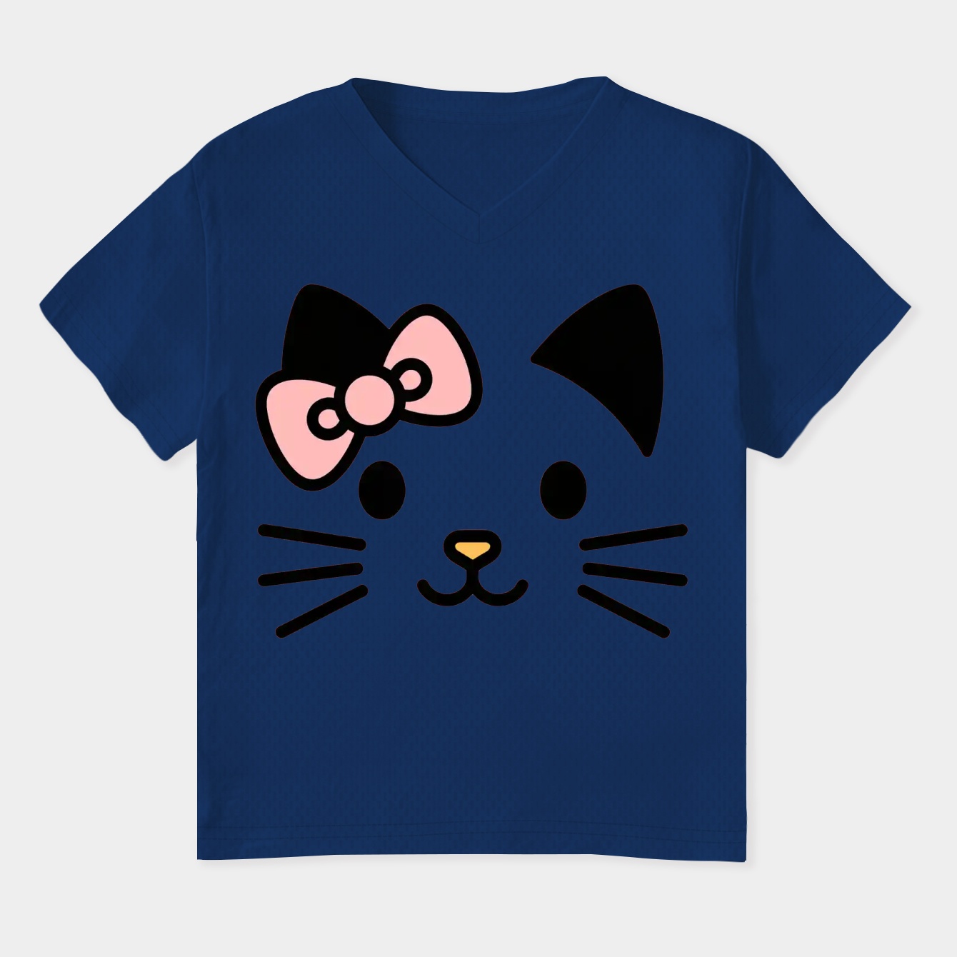 Hello Kitty Face (Pink Bow) Women's Plus Size V-Neck T-Shirt