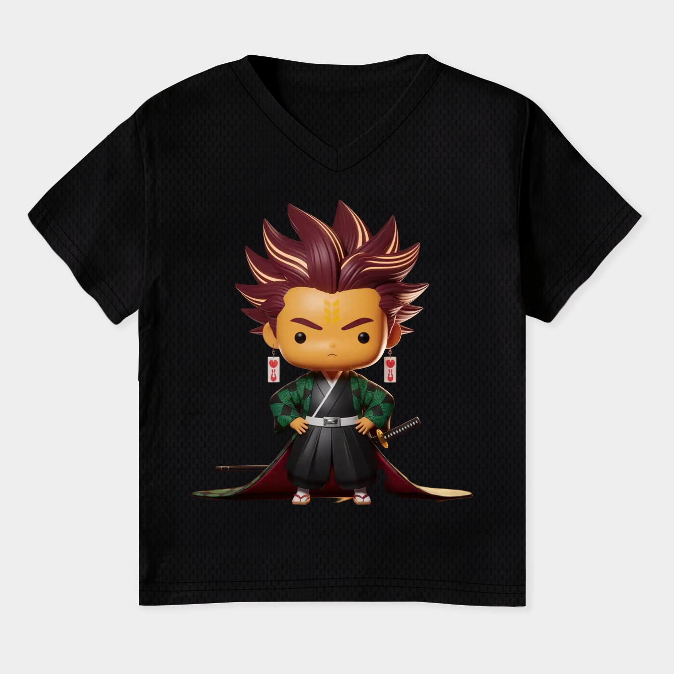 Chibi Anime Emo Demon Slayer Women's Plus Size V-Neck T-Shirt