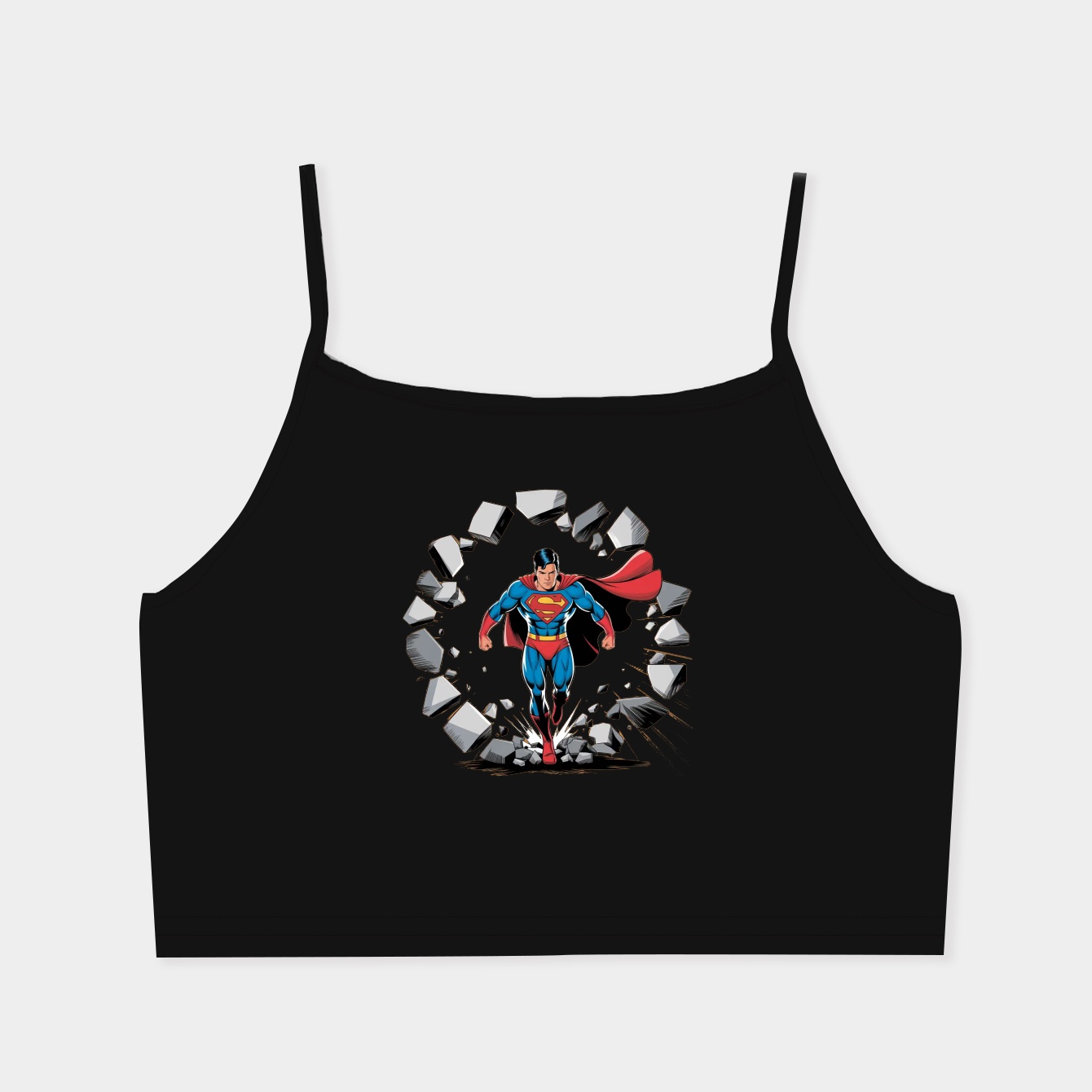 superman breaking through wall Women's  Spaghetti Strap Tank Top