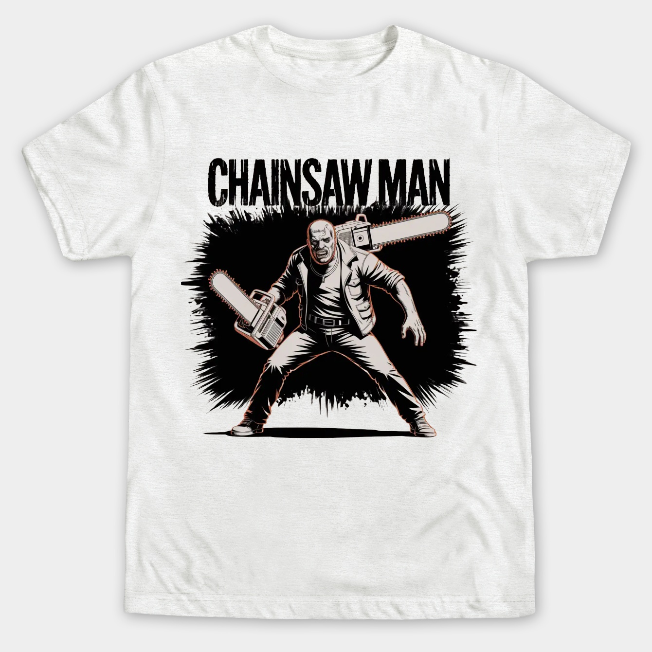 Chainsaw Man Jumbo Denji Black & White Men's Big & Tall T-shirt