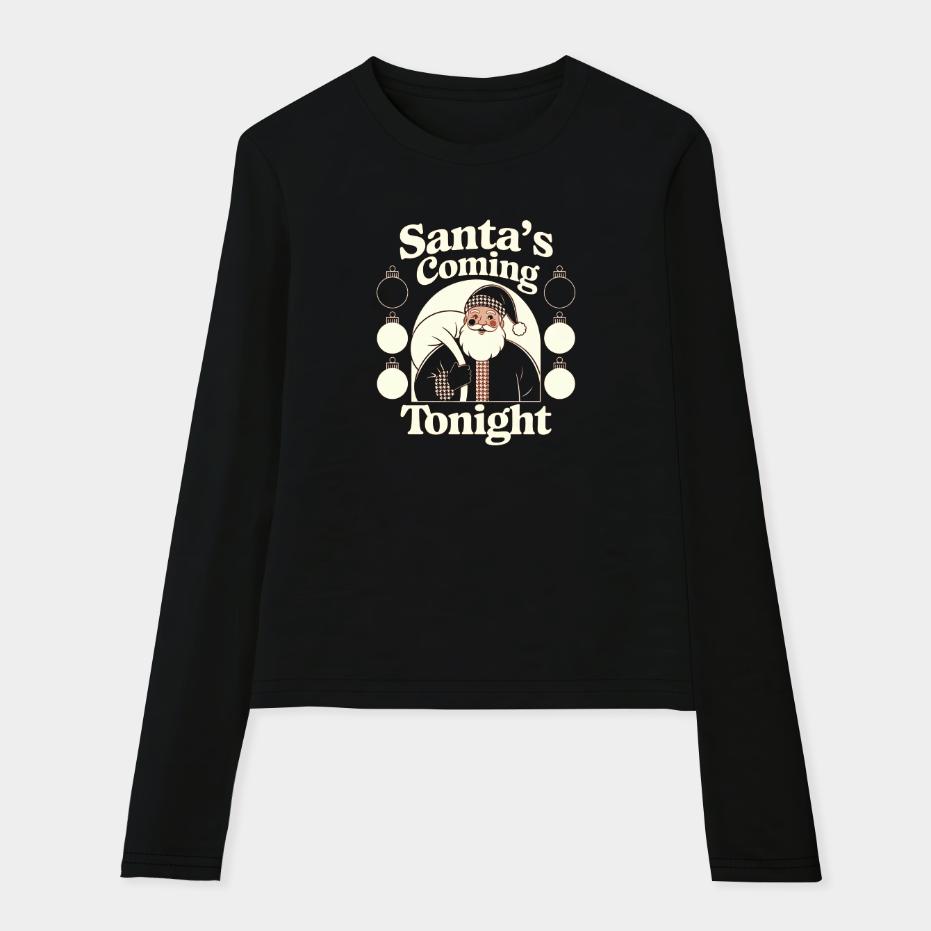 Santa’s Coming Tonight Retro Cheer Women's Soft Long Sleeve T-Shirt