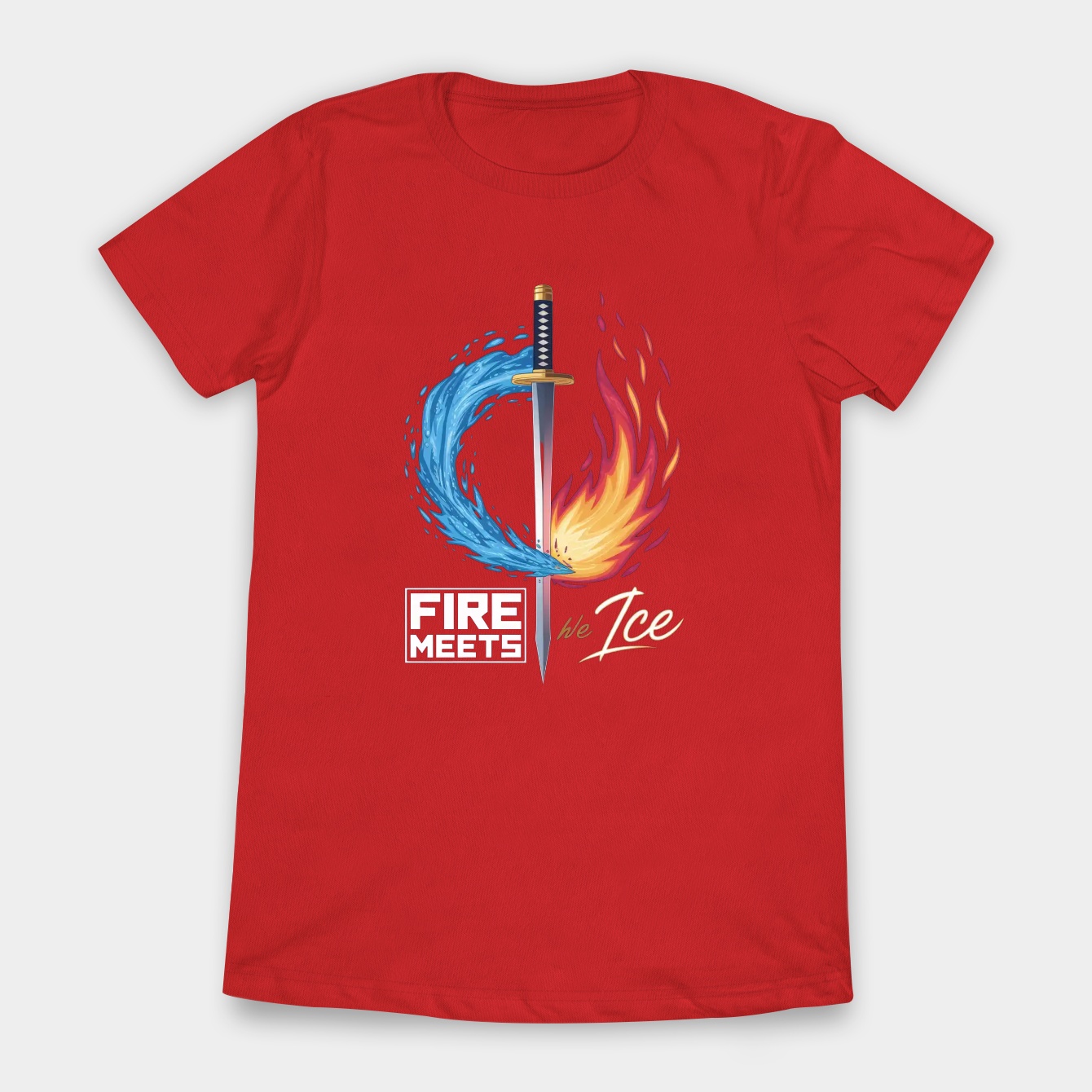 Demon Slayer Sword – Fire Meets Ice Katana Women's T-Shirt