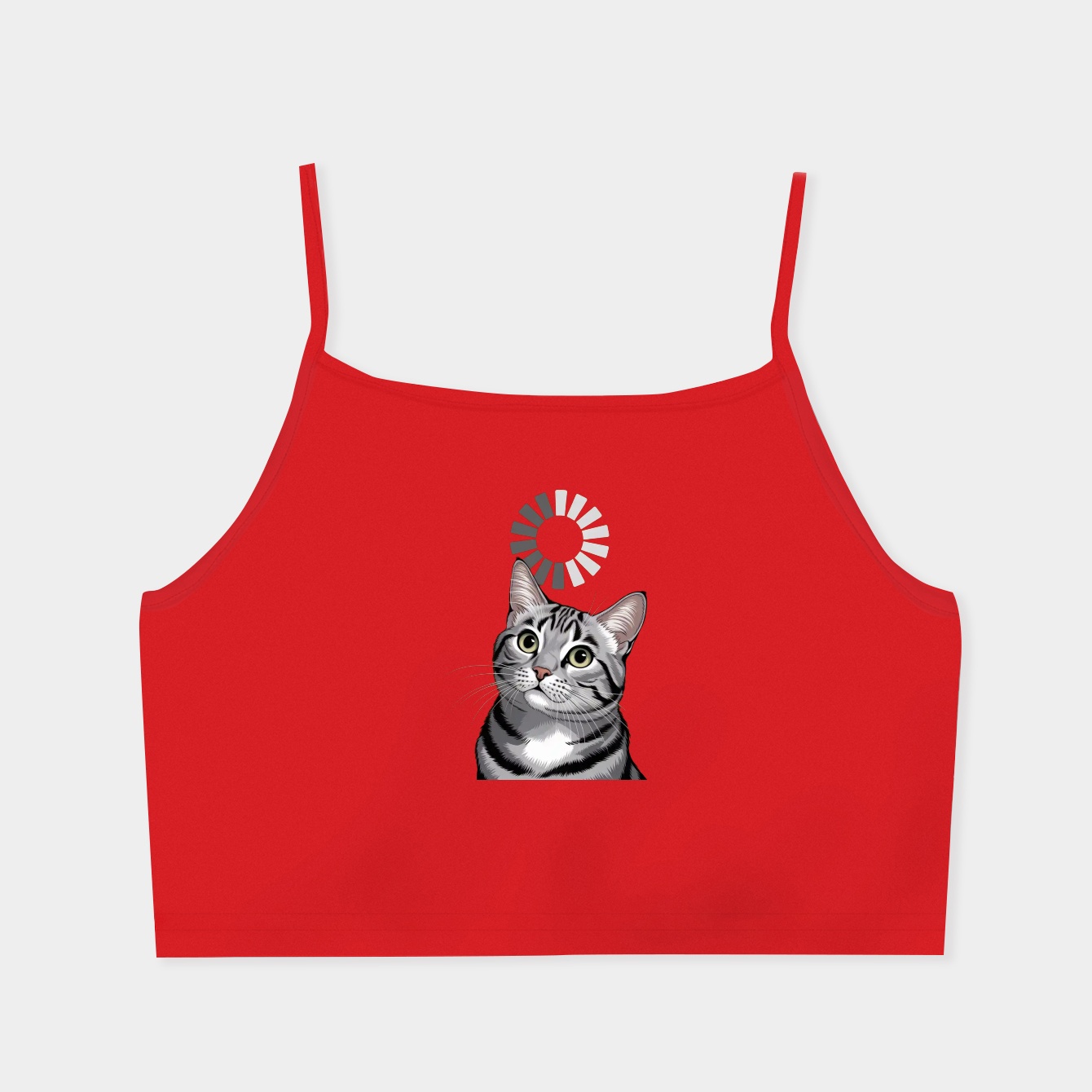 Funny loading cat print Women's  Spaghetti Strap Tank Top