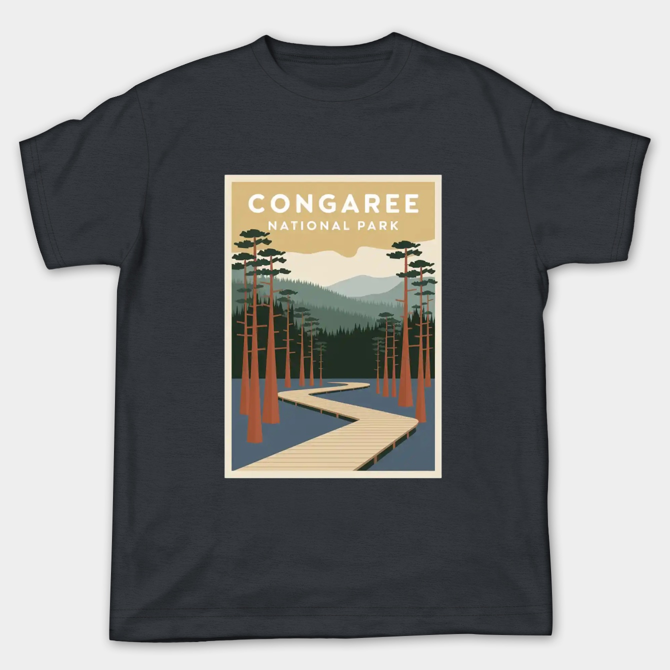 Congaree National Park Vintage Minimal Travel Poster
