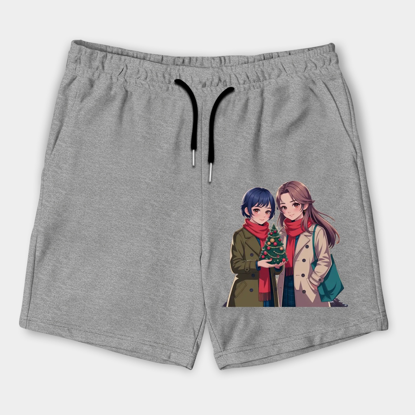 Merry Christmas Momo Okarun Dandadan Anime Street Tree Snow Japanese Holiday Men's Shorts