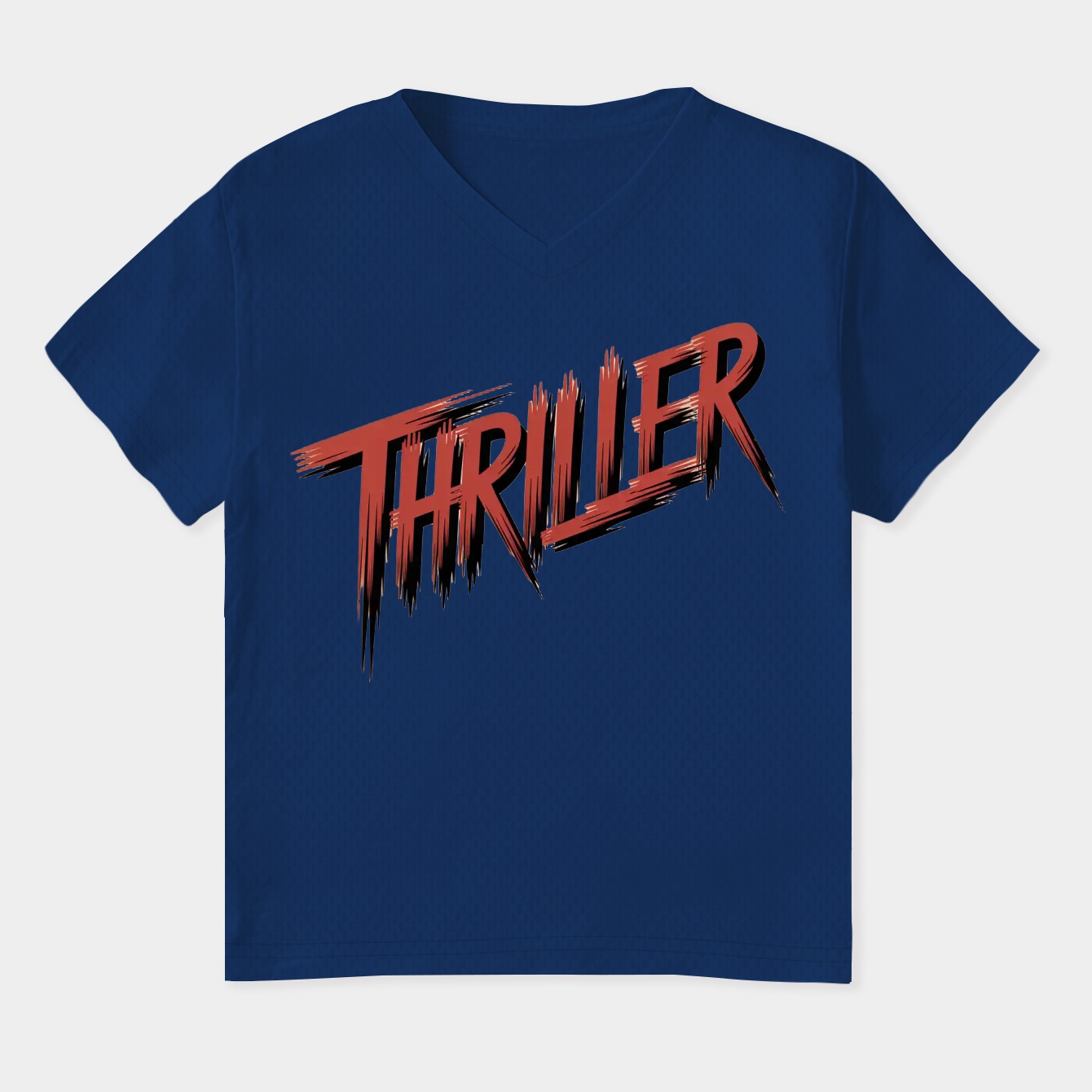 Thriller Red Script Design Women's Plus Size V-Neck T-Shirt