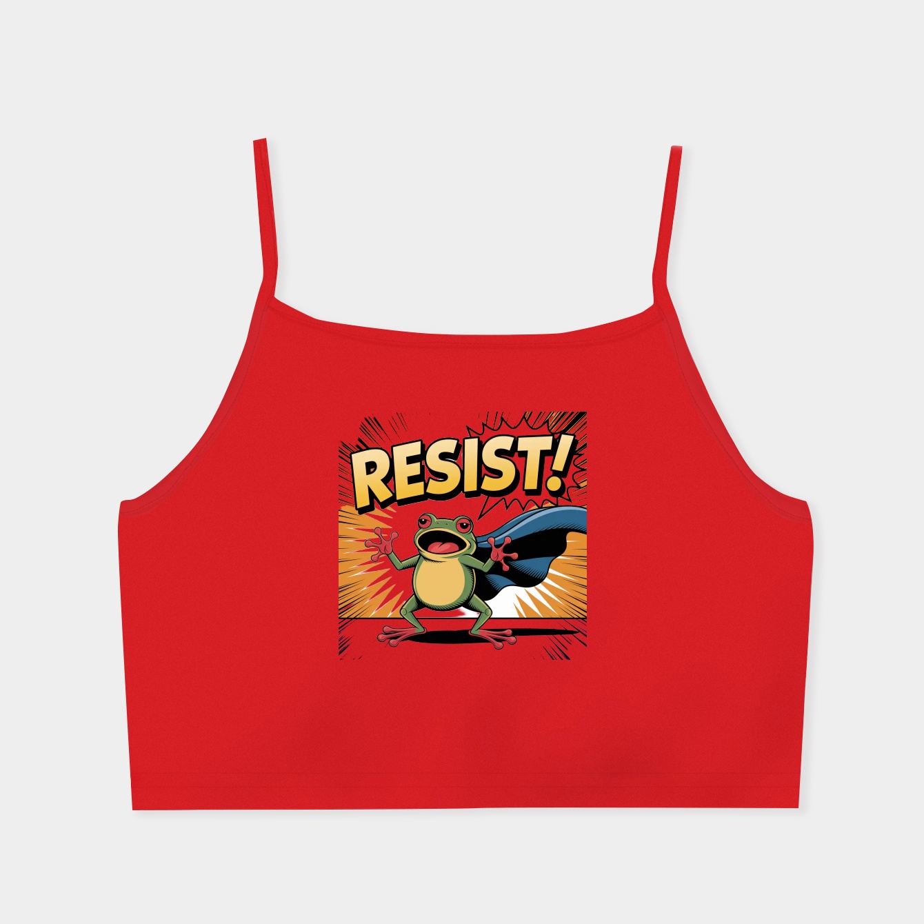 RESIST Shouting Cartoon Frog Women's  Spaghetti Strap Tank Top