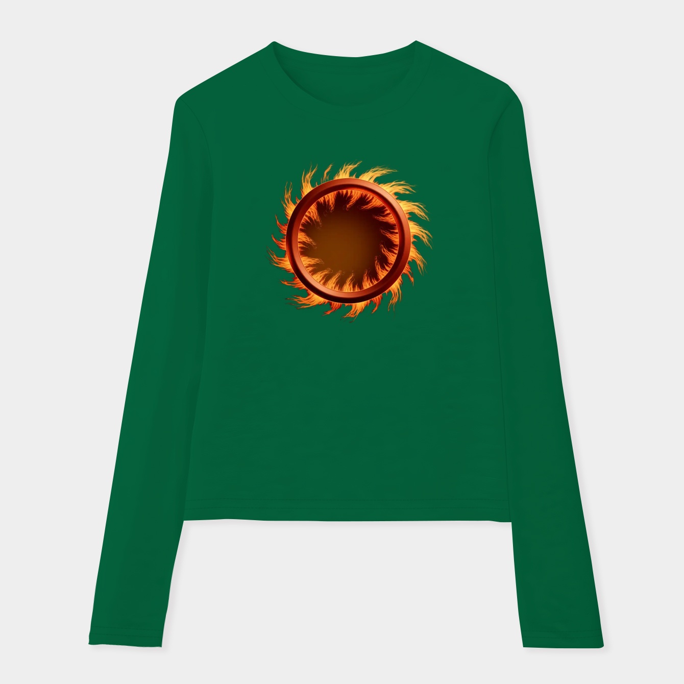 Flame Fire Circle Design Women's Soft Long Sleeve T-Shirt
