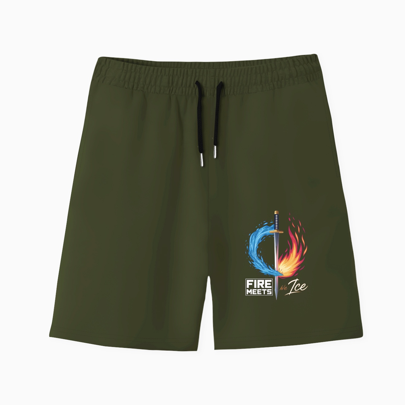 Demon Slayer Sword – Fire Meets Ice Katana Men's Quick-Dry Athletic Shorts