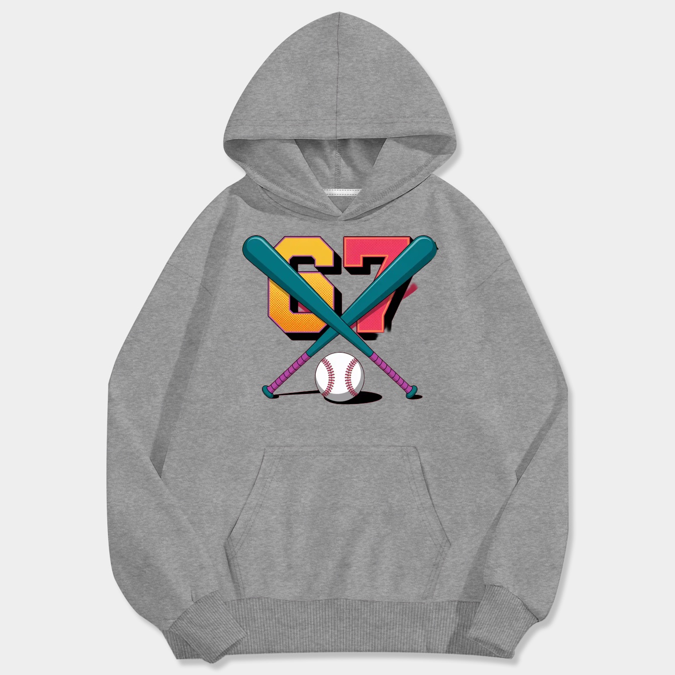 67 Meme Baseball Design Men's Big & Tall Hoodie