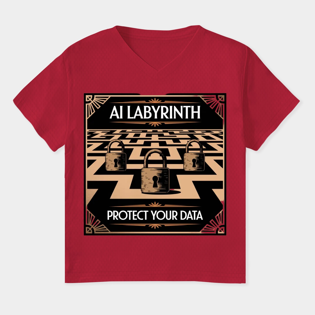 AI Labyrinth: Secure Your Data Women's Plus Size V-Neck T-Shirt