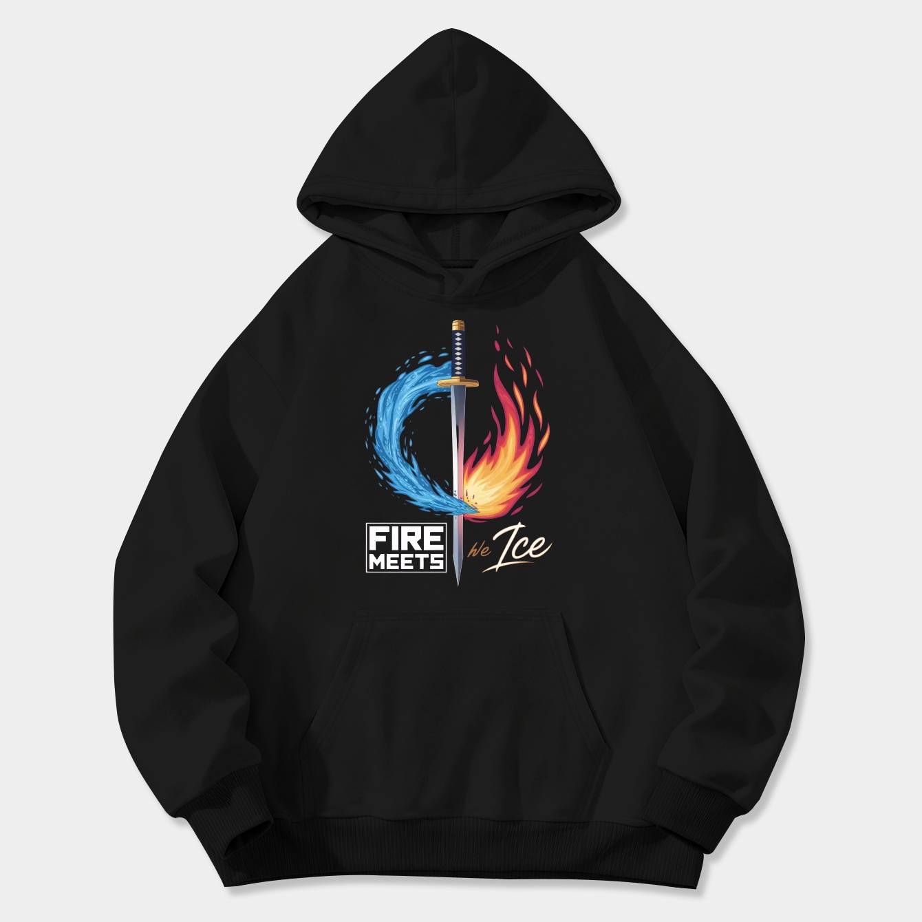 Demon Slayer Sword – Fire Meets Ice Katana Women's Plus Size Hoodie