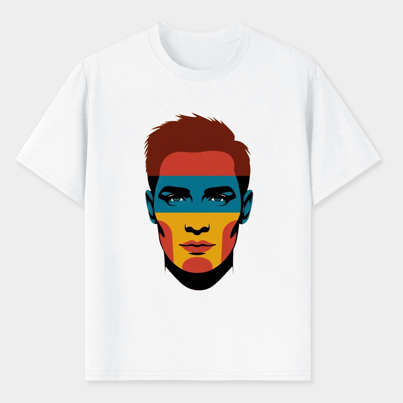 Color Blocked Face Portrait Men's T-Shirt