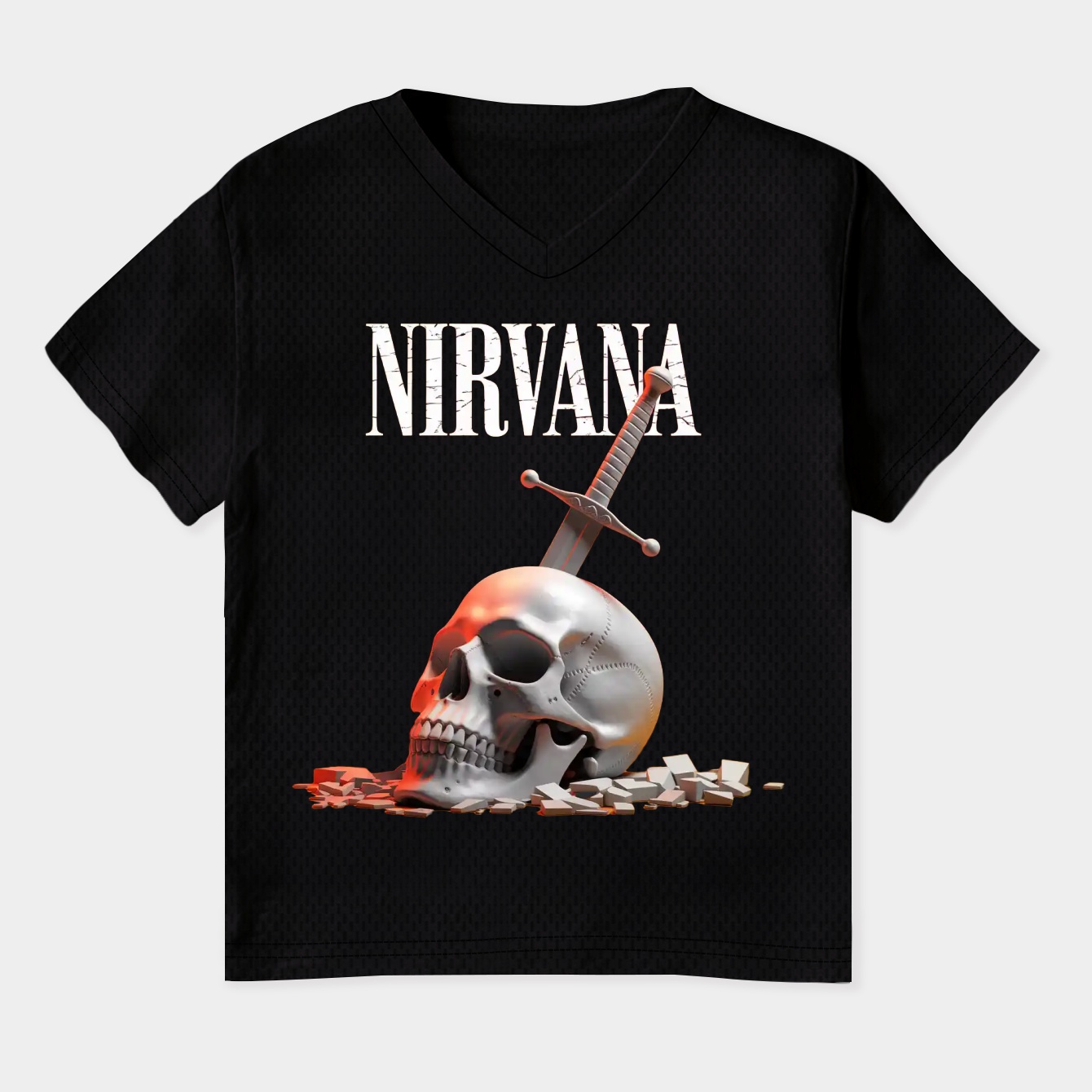 Nirvana Skull Sword Women's Plus Size V-Neck T-Shirt