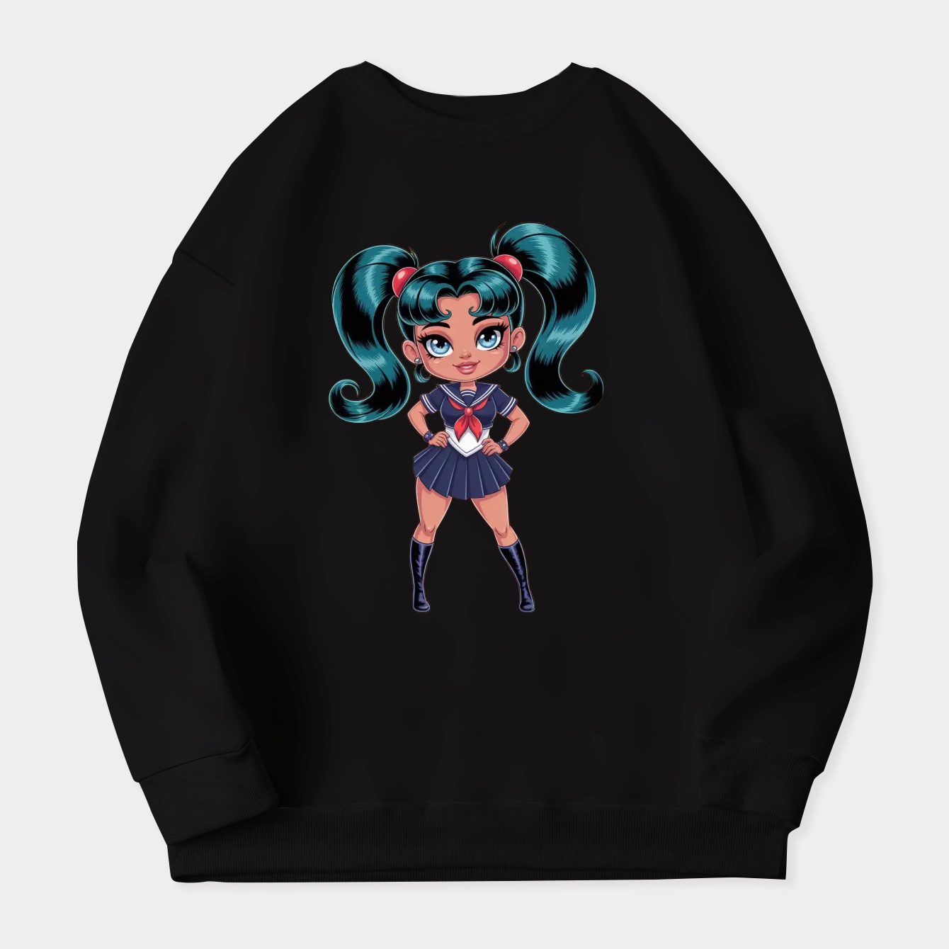 Sailor Miku Chibi Style Women's Crewneck Sweatshirt