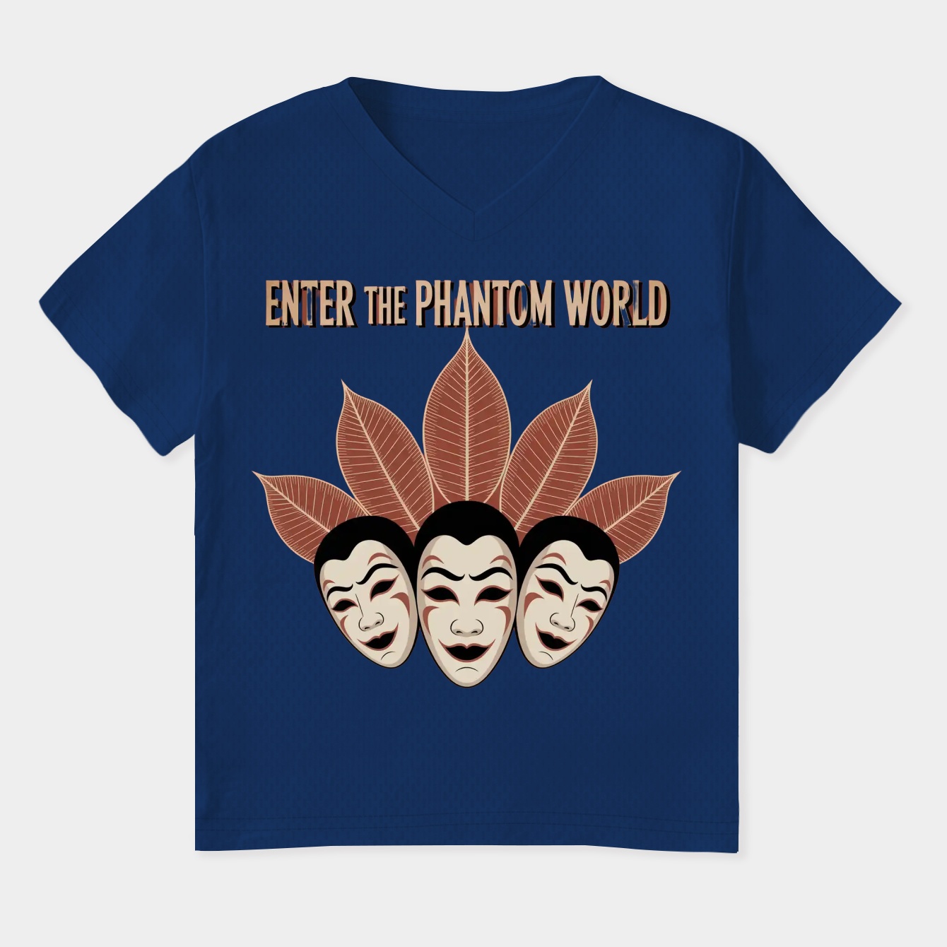 Phantom Opera Masks and Gingko Women's Plus Size V-Neck T-Shirt