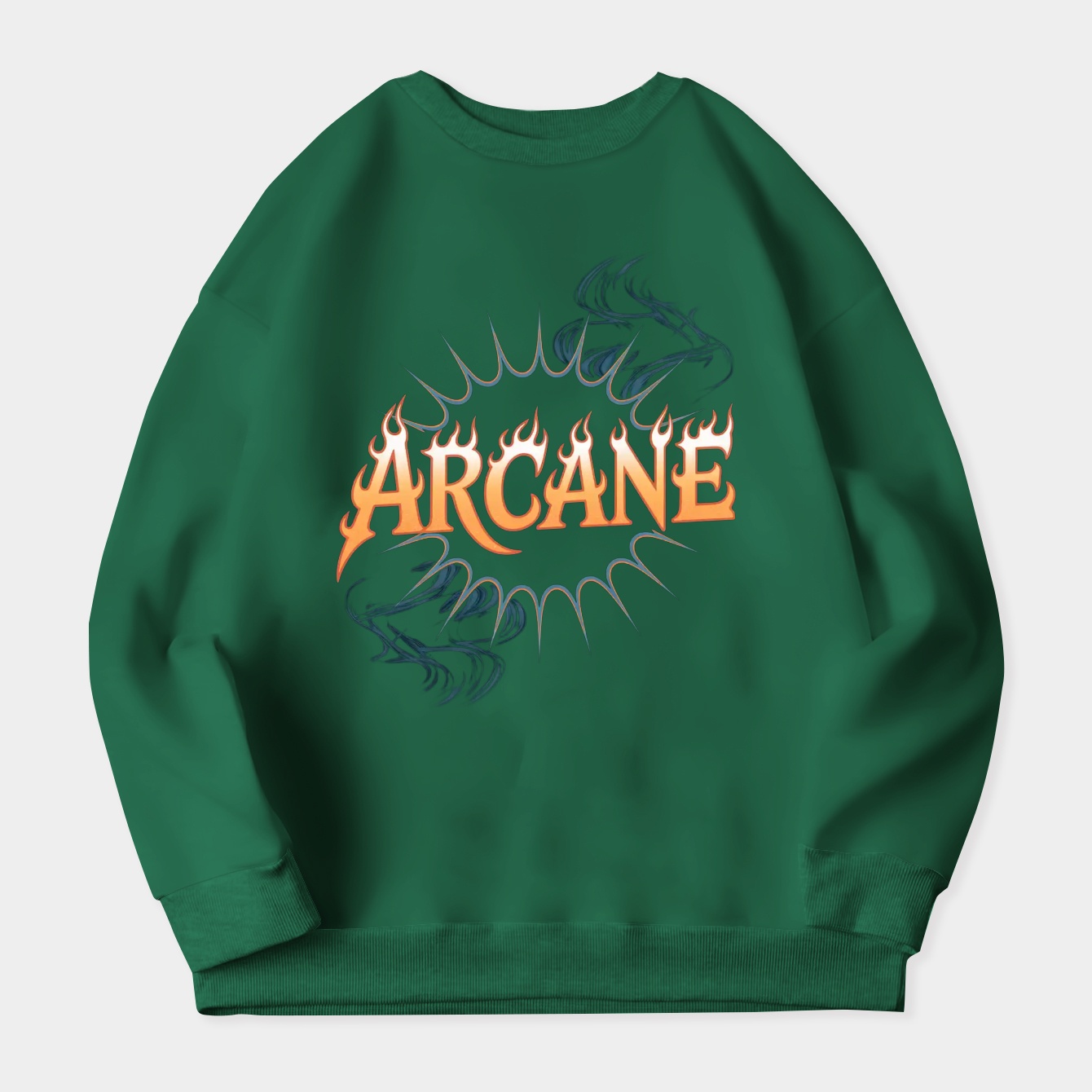 ARCANE Psychedelic Flame Typography Women's Plus Size Sweatshirt