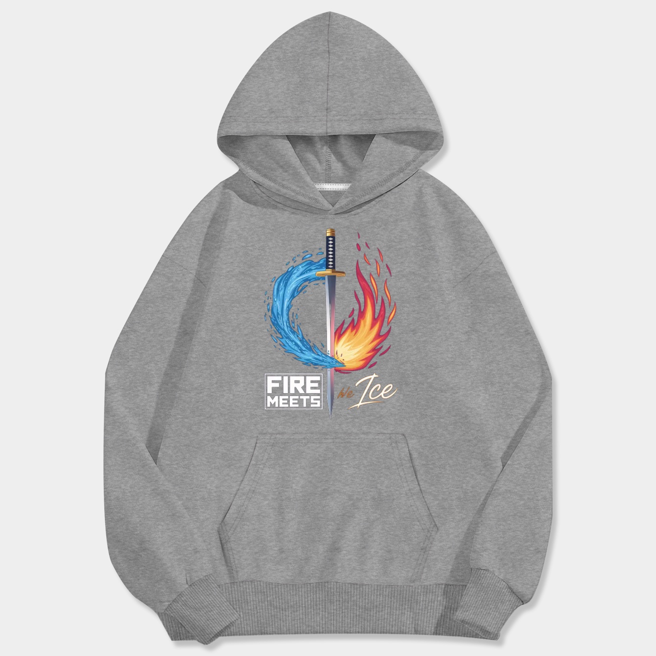 Demon Slayer Sword – Fire Meets Ice Katana Men's Big & Tall Hoodie