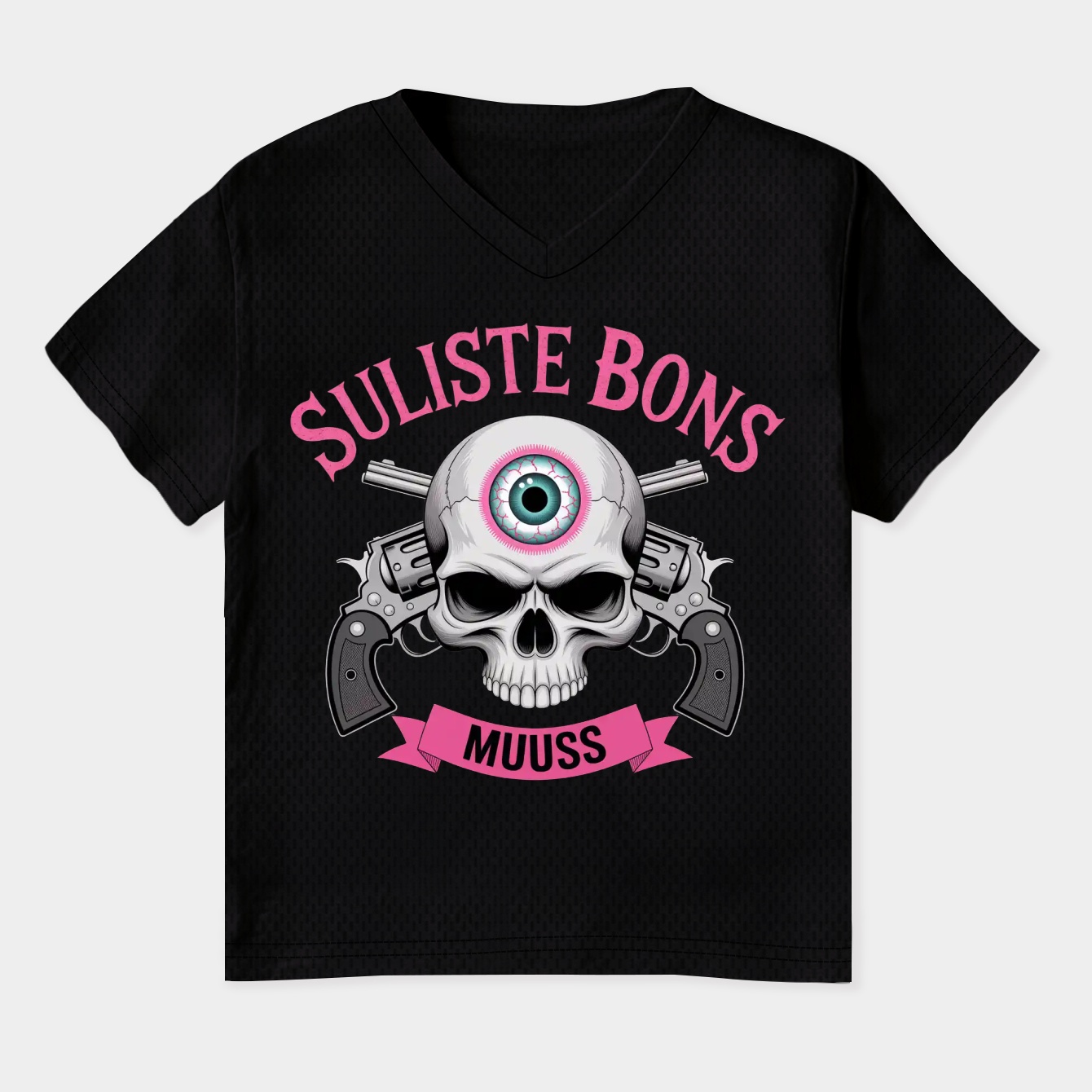 Pink $uicideboy$ skull with third eye.
