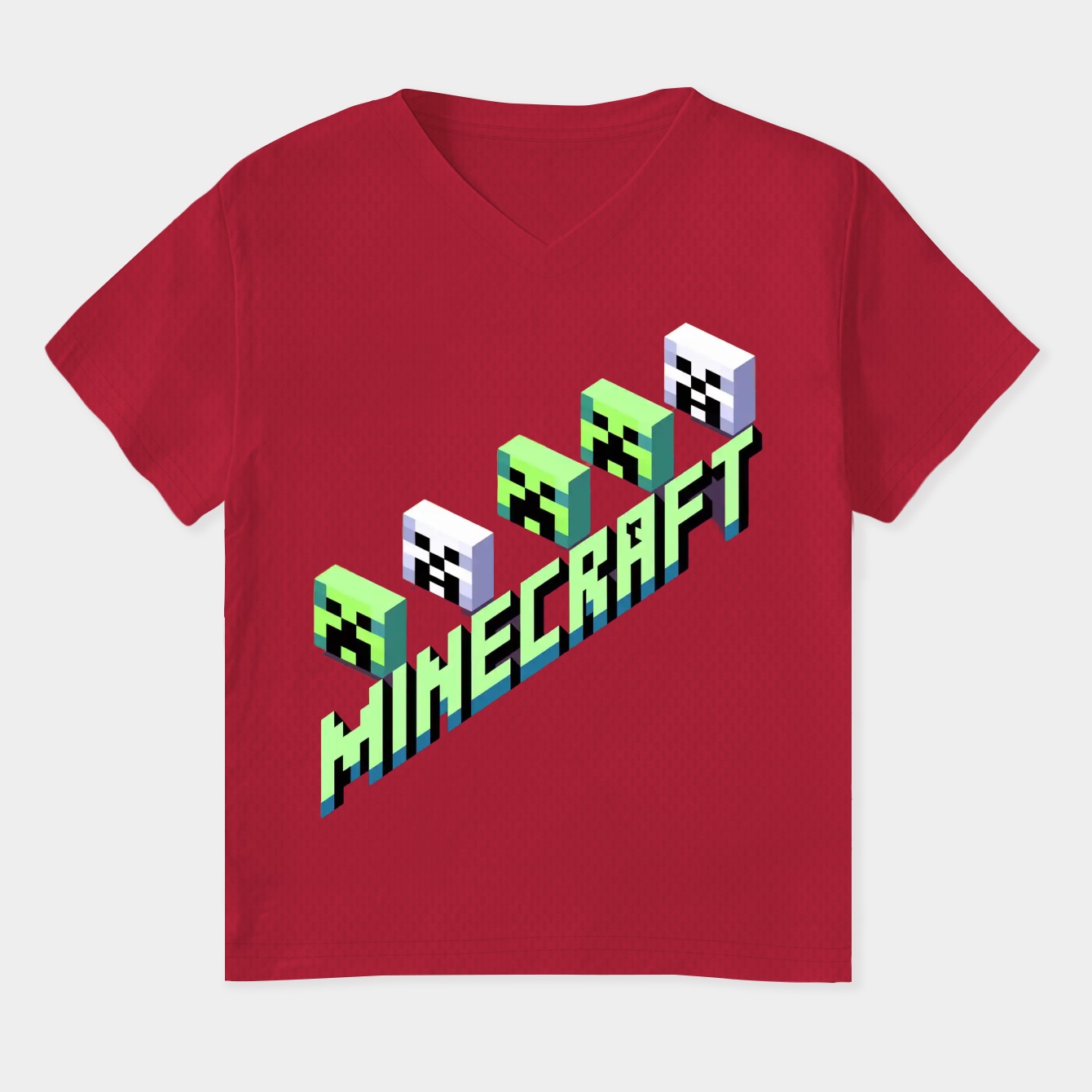 Minecraft Creeper Skeleton Heads Women's Plus Size V-Neck T-Shirt